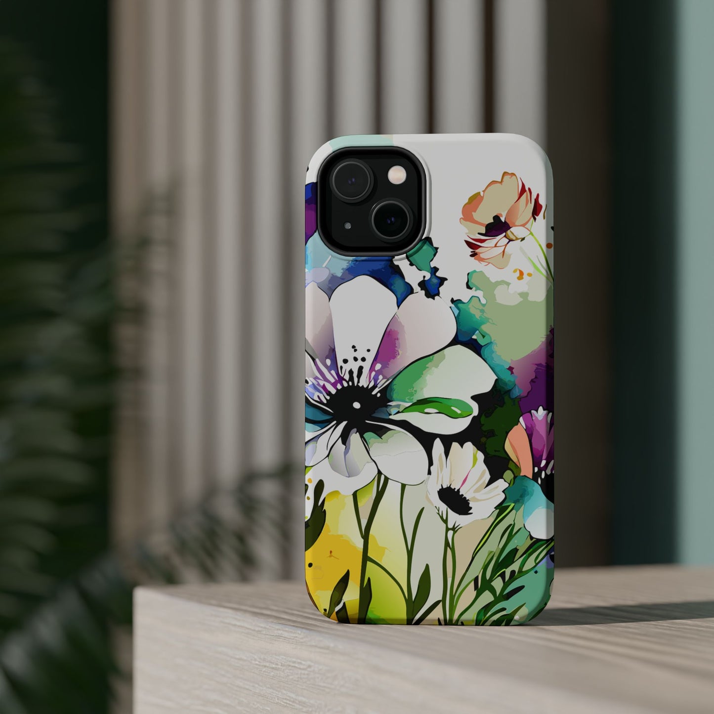 Floral Watercolor Magnetic Phone Case — Impact‑Resistant Protective Cover