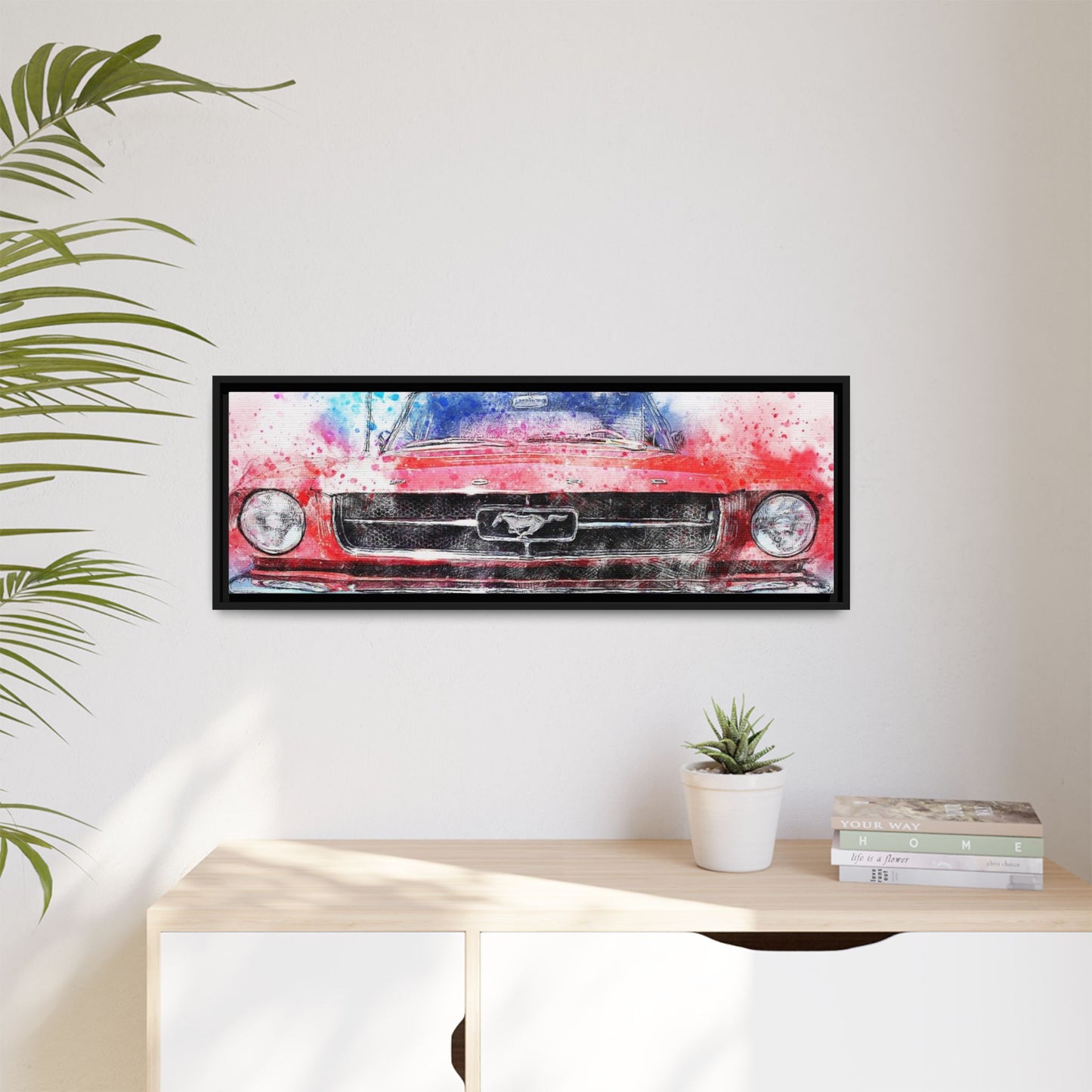 Matte Canvas, Framed Mustang Car