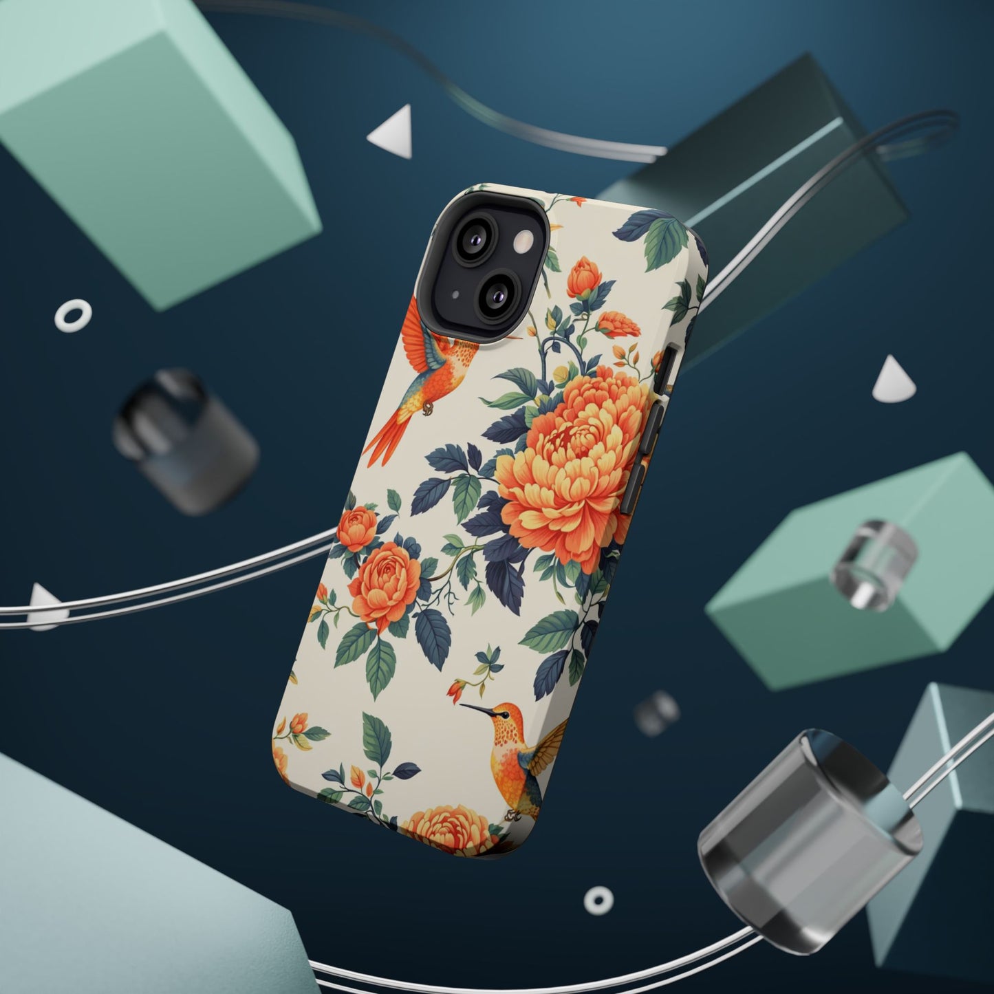 Floral Hummingbird Magnetic Phone Case — Impact-Resistant Protective Cover