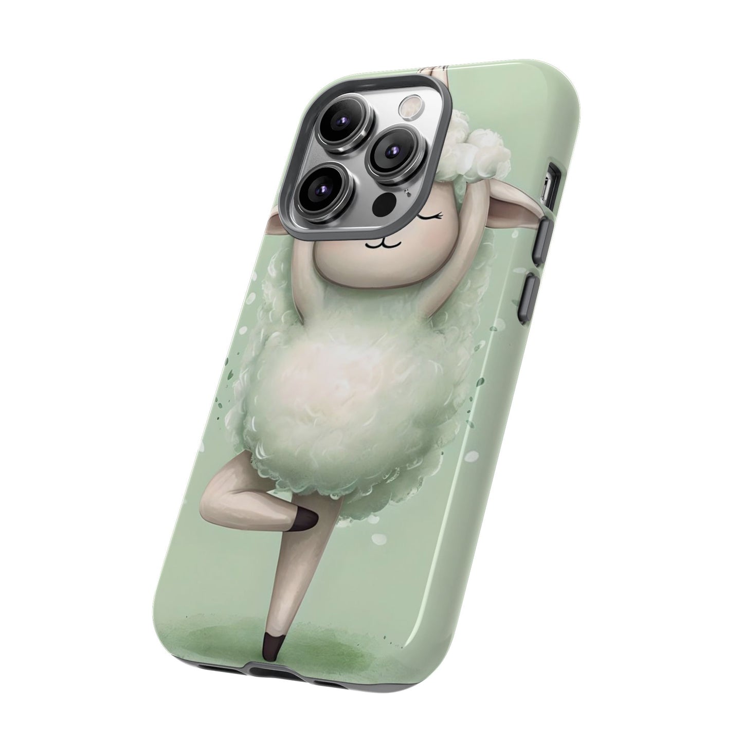 Cute Yoga Sheep Phone Case — Pastel Lamb Ballerina Protective Cover