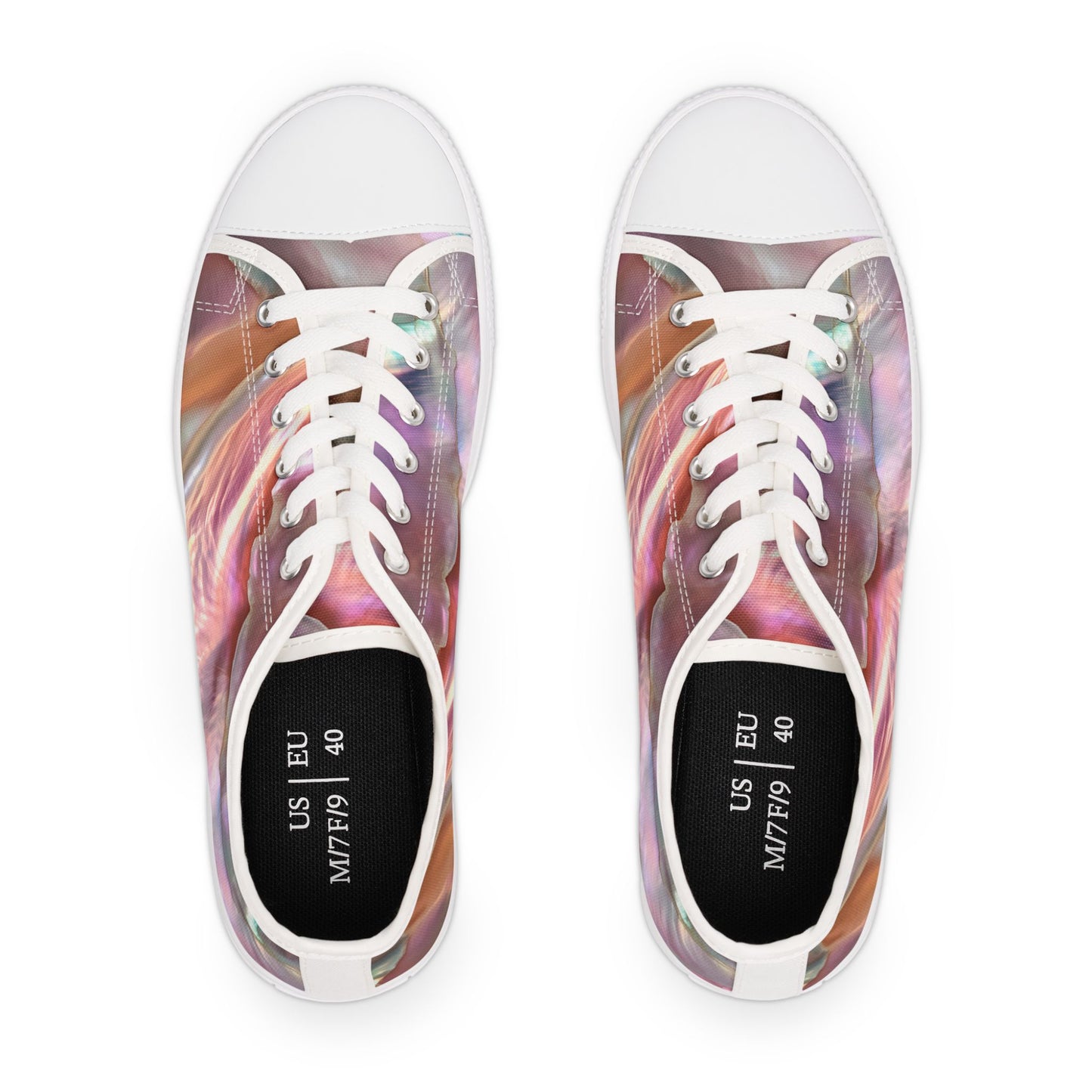 Low Top Sneakers — Iridescent Pearl Swirl Casual Shoes