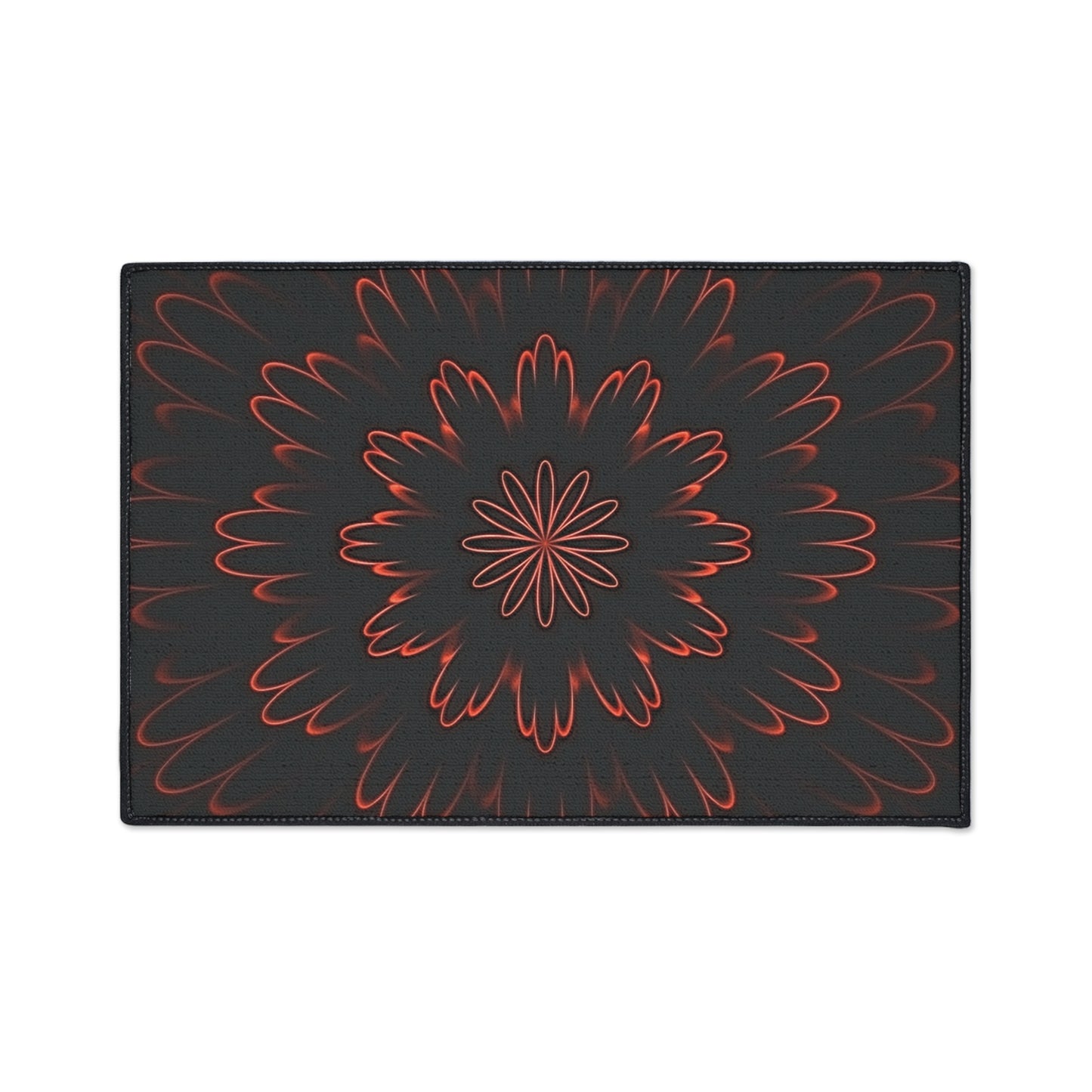 Floral Mandala Heavy Duty Floor Mat — Dark Red Radiant Entry Rug