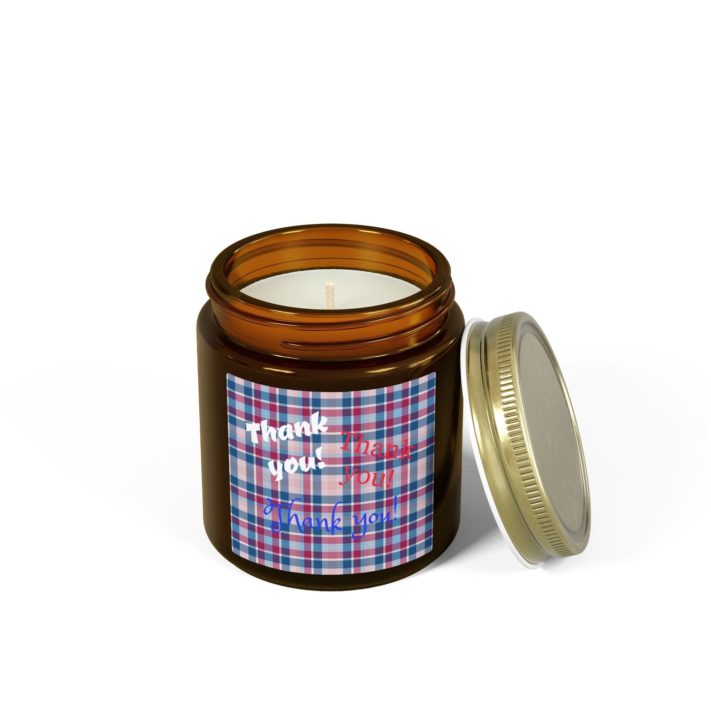 Thank You Plaid Candle — Coconut Apricot Scented Jar (4oz/9oz)