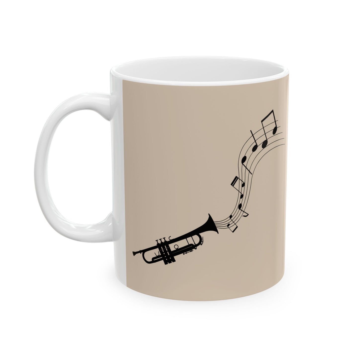 Trumpet Notes Ceramic Mug — Musical Instrument Coffee Cup (11oz/15oz)
