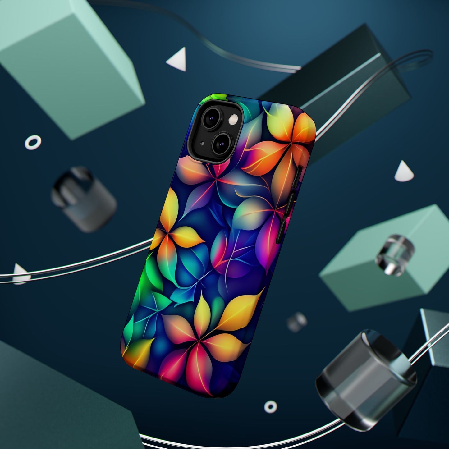 Floral Prism Magnetic Impact-Resistant Phone Case — Colorful Gradient Petal Design