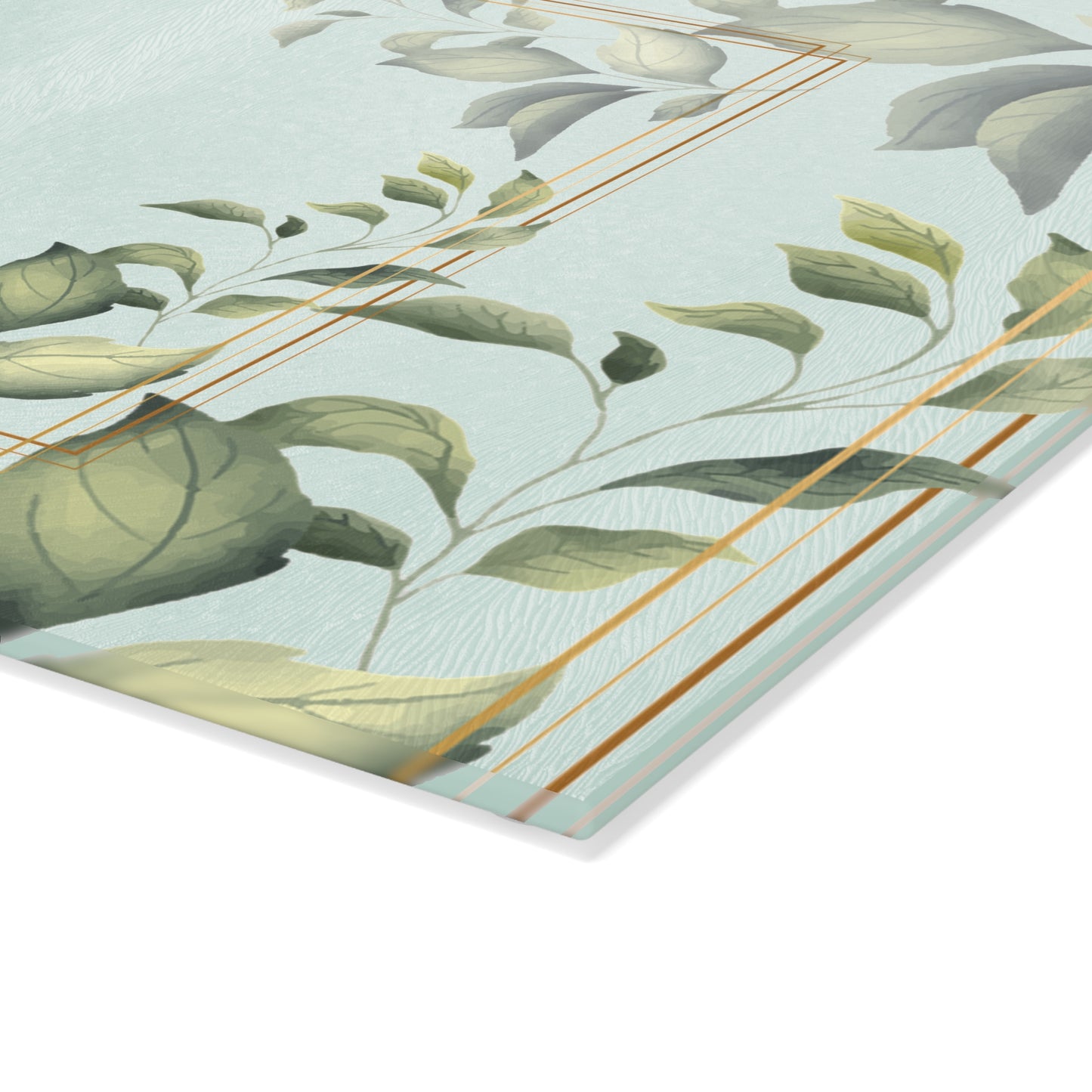 Glass Cutting Board — Botanical Green Leaf Decorative Kitchen Board
