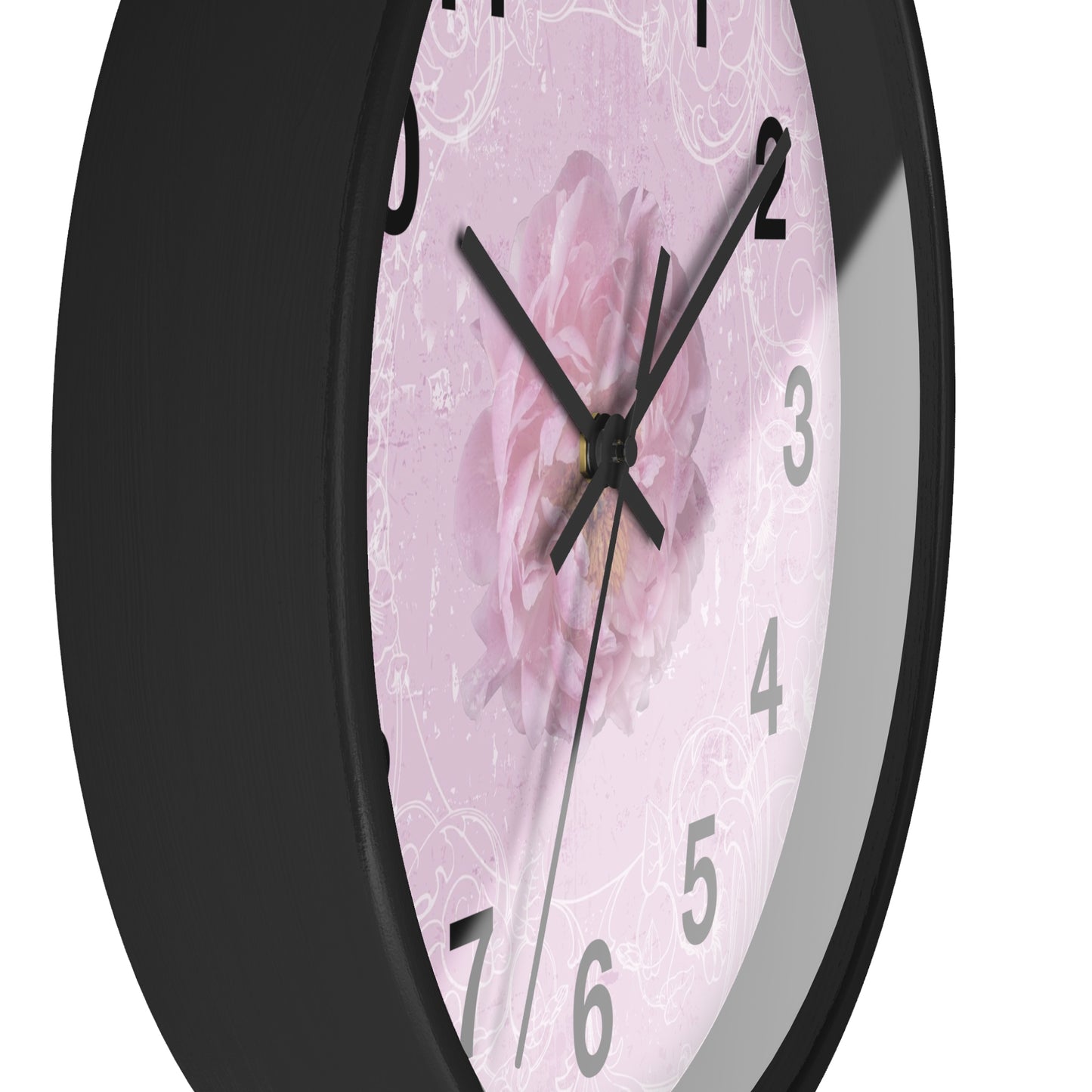 Pink Floral Wall Clock — Romantic Rose Decorative Clock for Bedroom, Nursery, or Gift