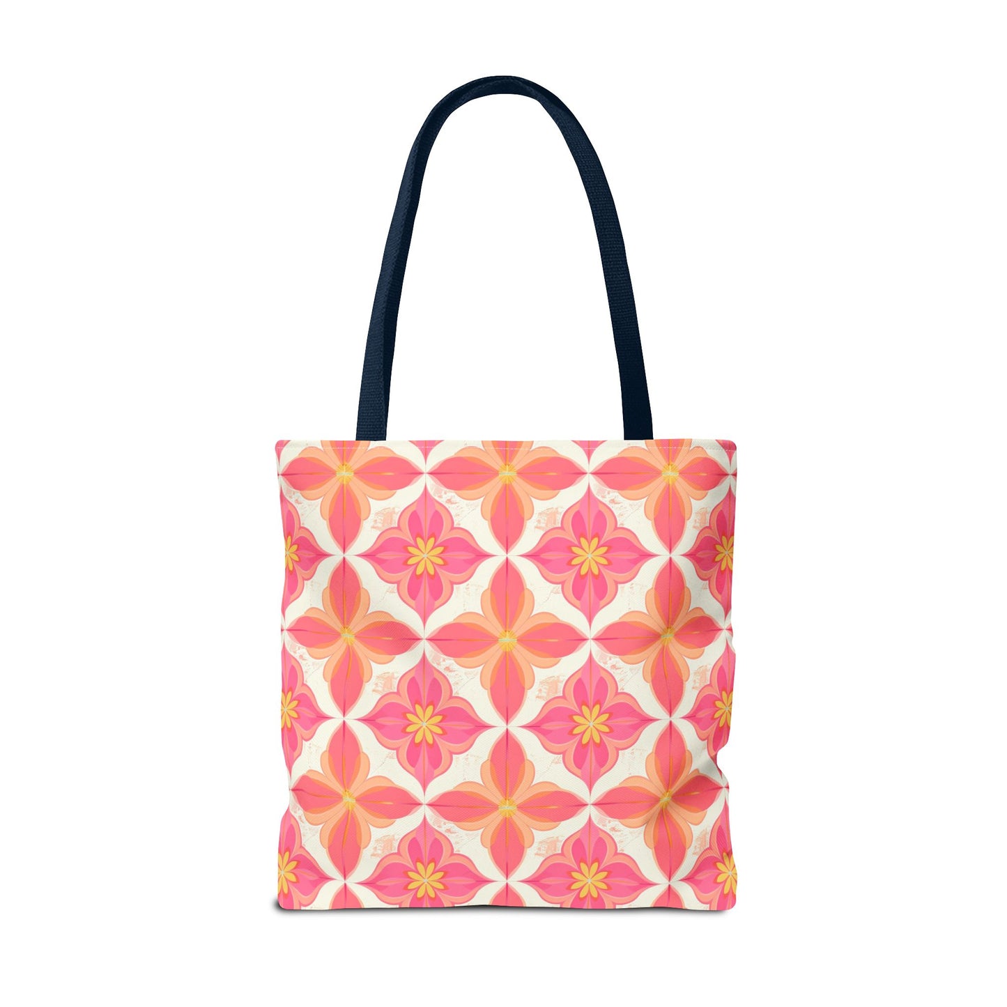 Pink Floral Geometric Tote Bag —  Reusable Shopper