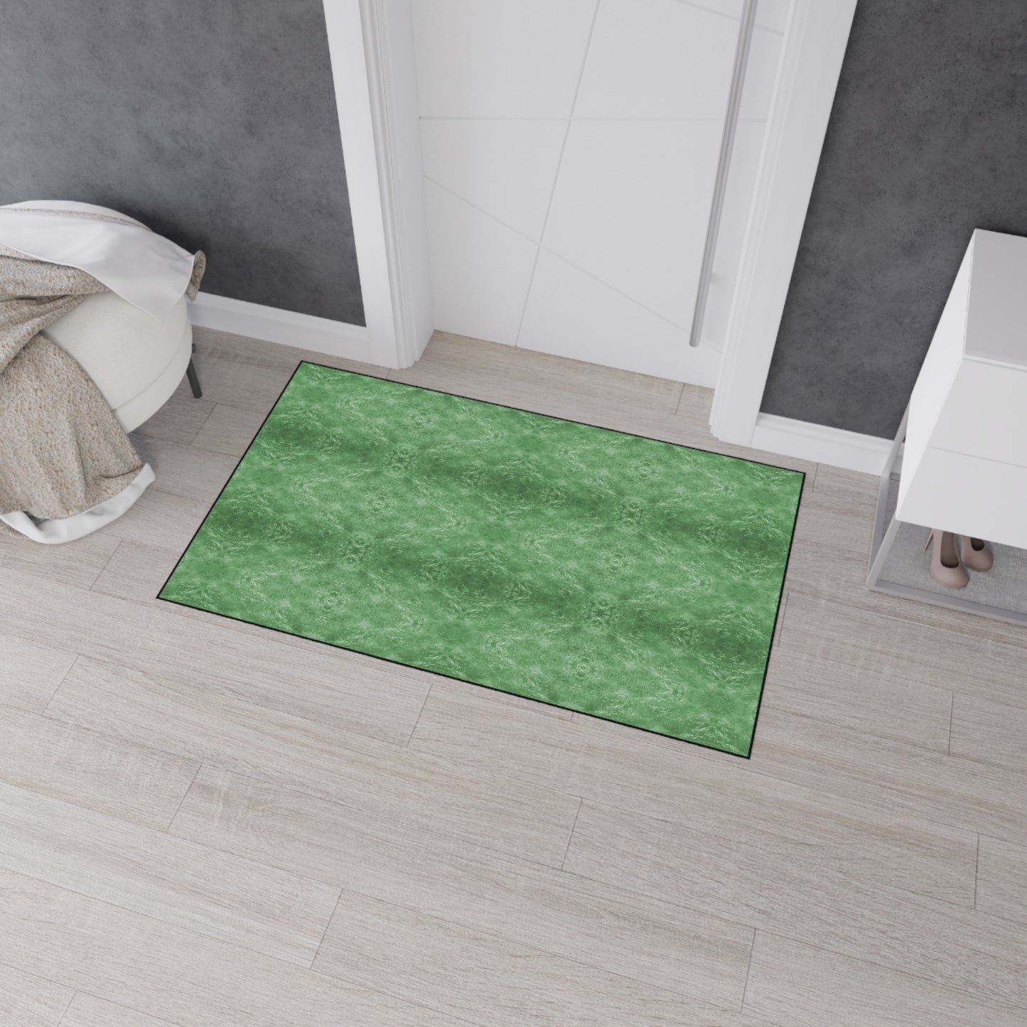 Green Textured Heavy-Duty Floor Mat — Durable Indoor/Outdoor Entry Rug