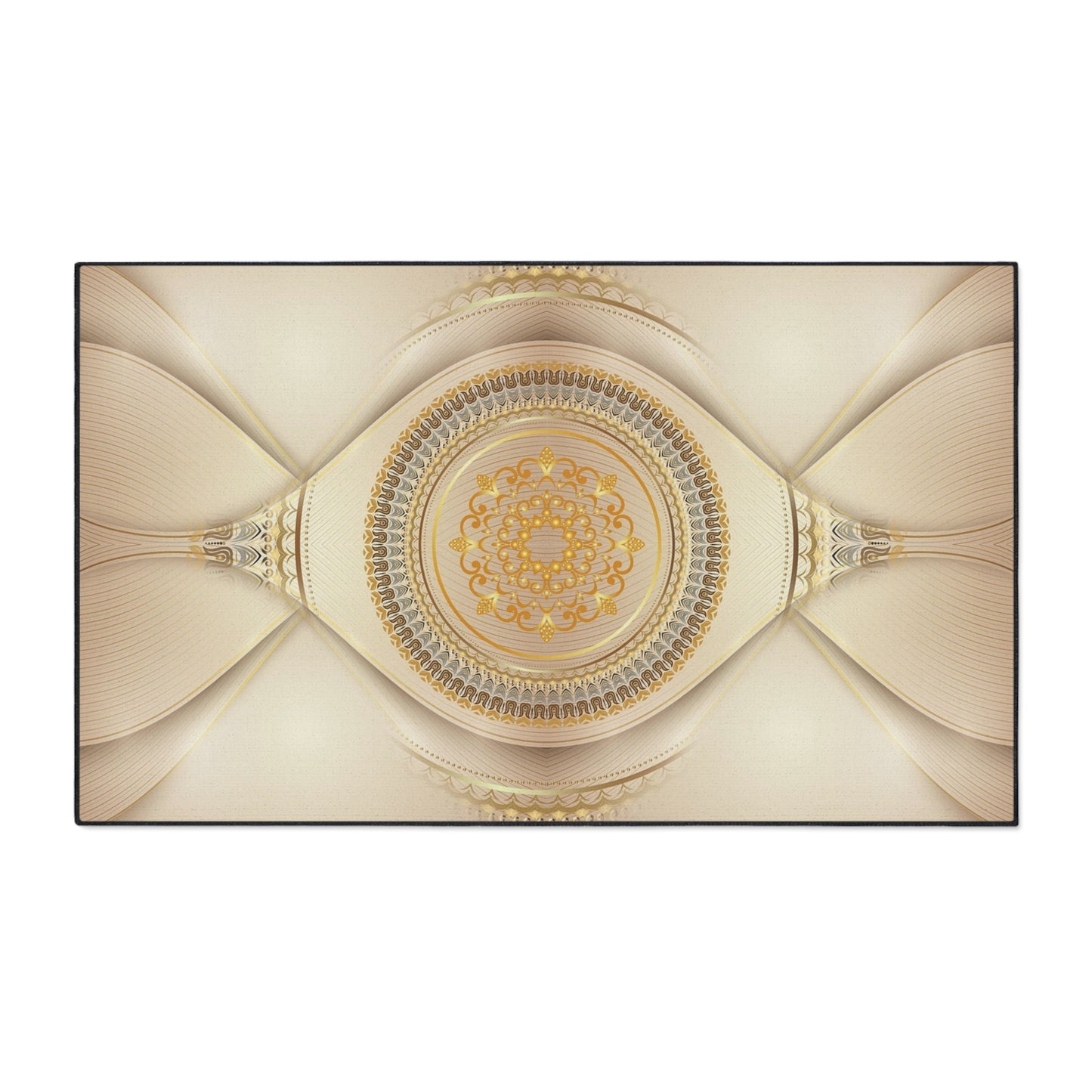 Decorative Heavy Duty Floor Mat — Elegant Gold Mandala Design
