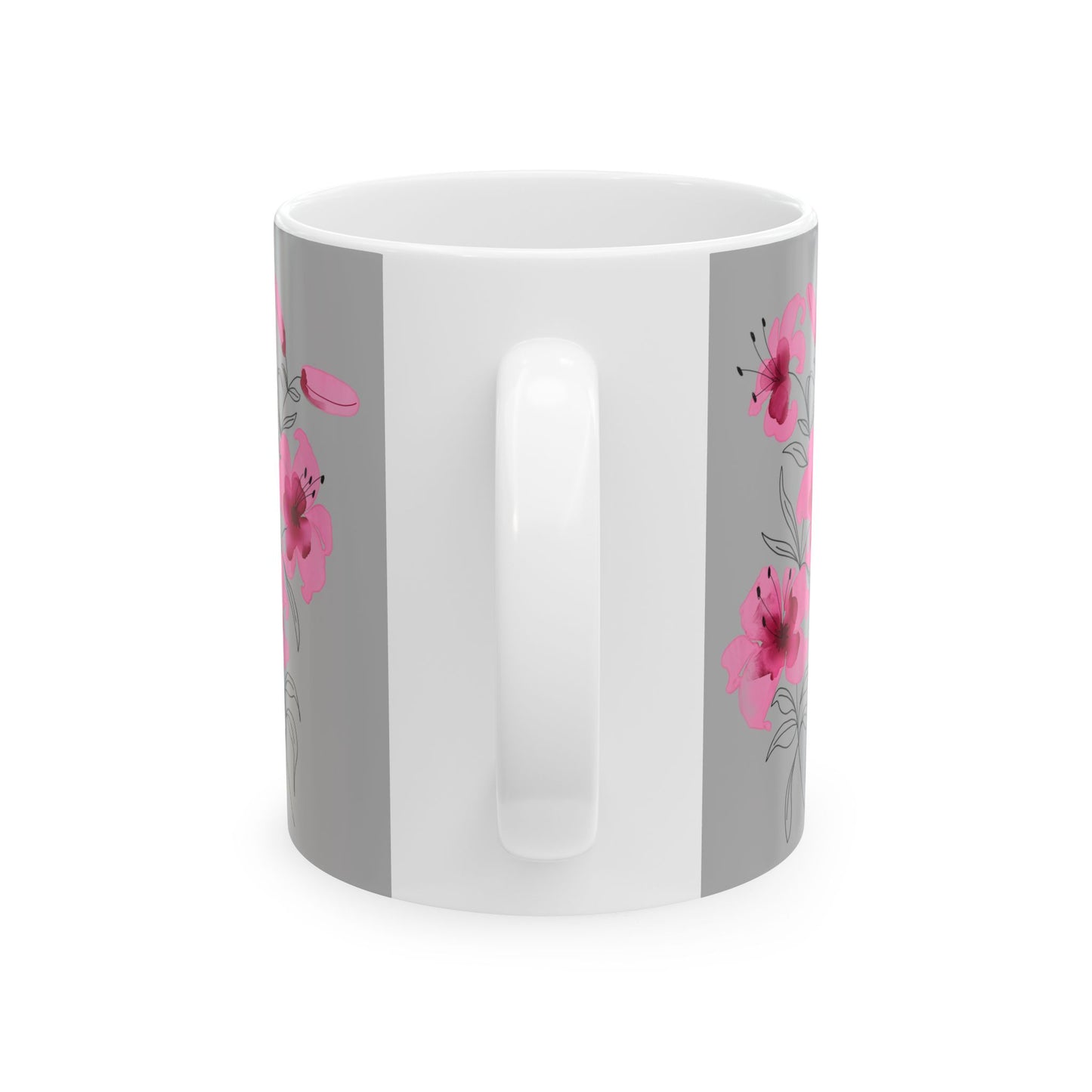 Floral Ceramic Mug - 11oz & 15oz, Cute Gift for Her, Coffee Tea Cup, Floral Decor, Home Office Accessory, Birthday, Mother's Day