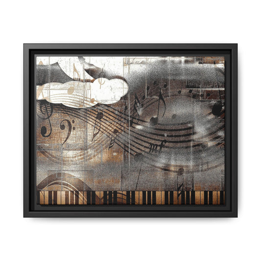 Framed Music Notes Canvas Print — Abstract Vintage Piano & Sheet Music Wall Art