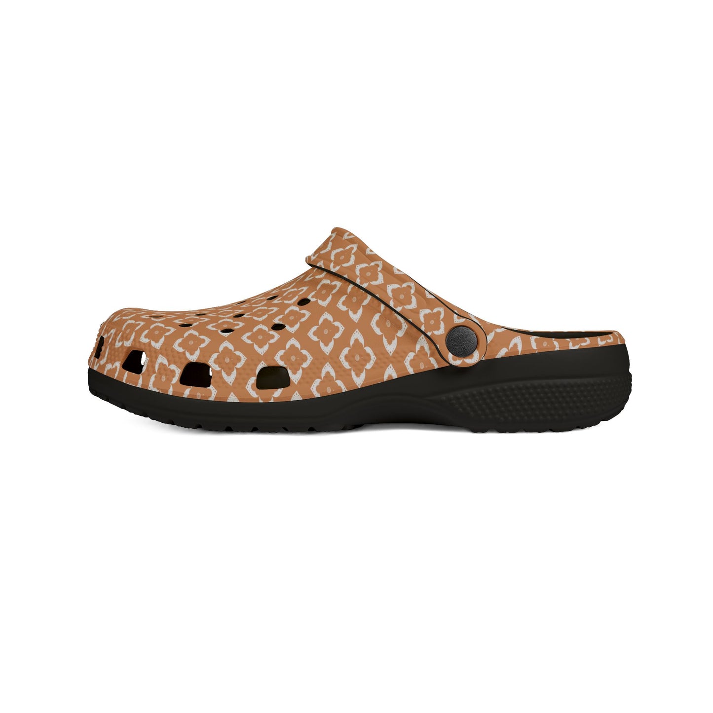 EVA Foam Clogs — Terracotta Geometric Pattern Slip-On Shoes