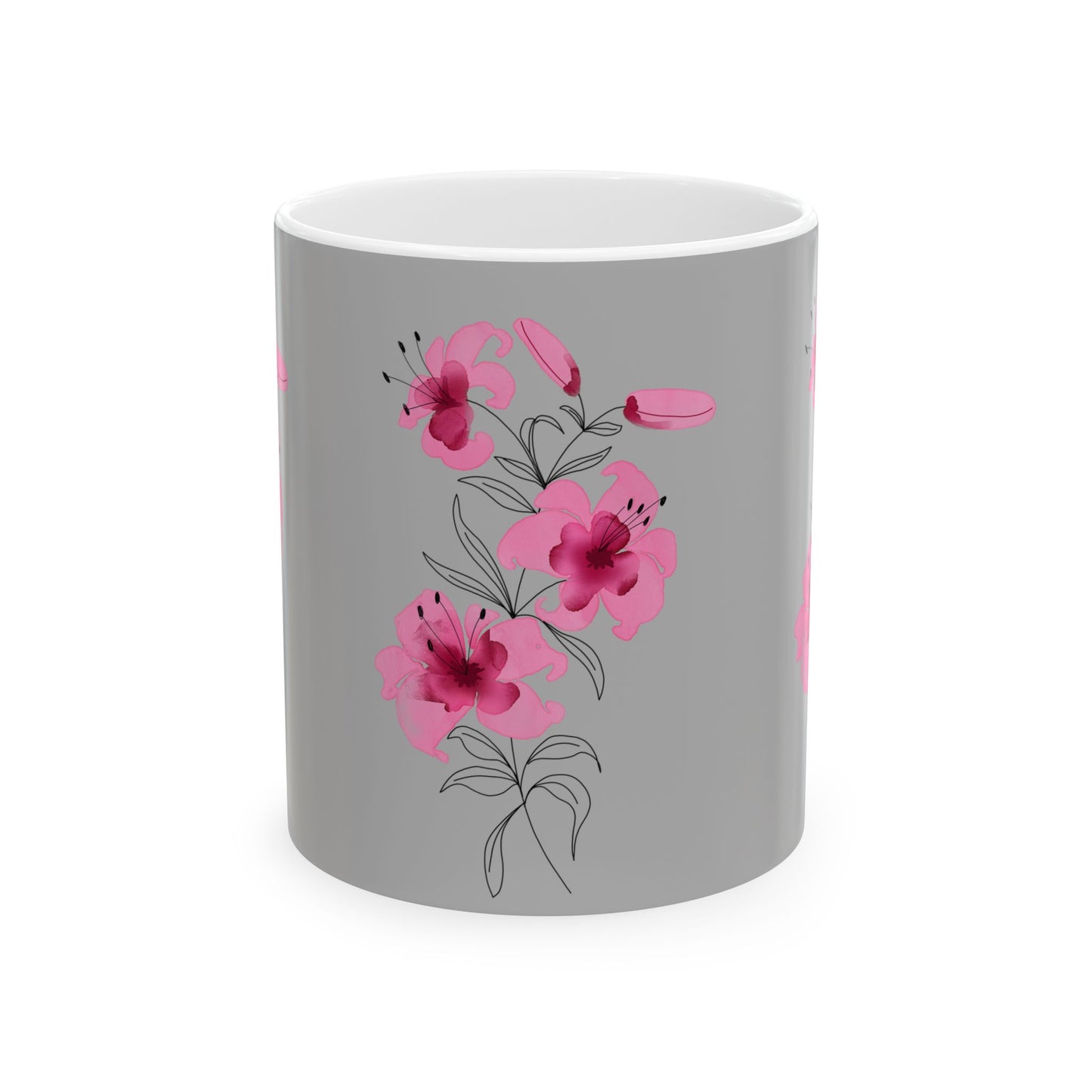 Floral Ceramic Mug - 11oz & 15oz, Cute Gift for Her, Coffee Tea Cup, Floral Decor, Home Office Accessory, Birthday, Mother's Day