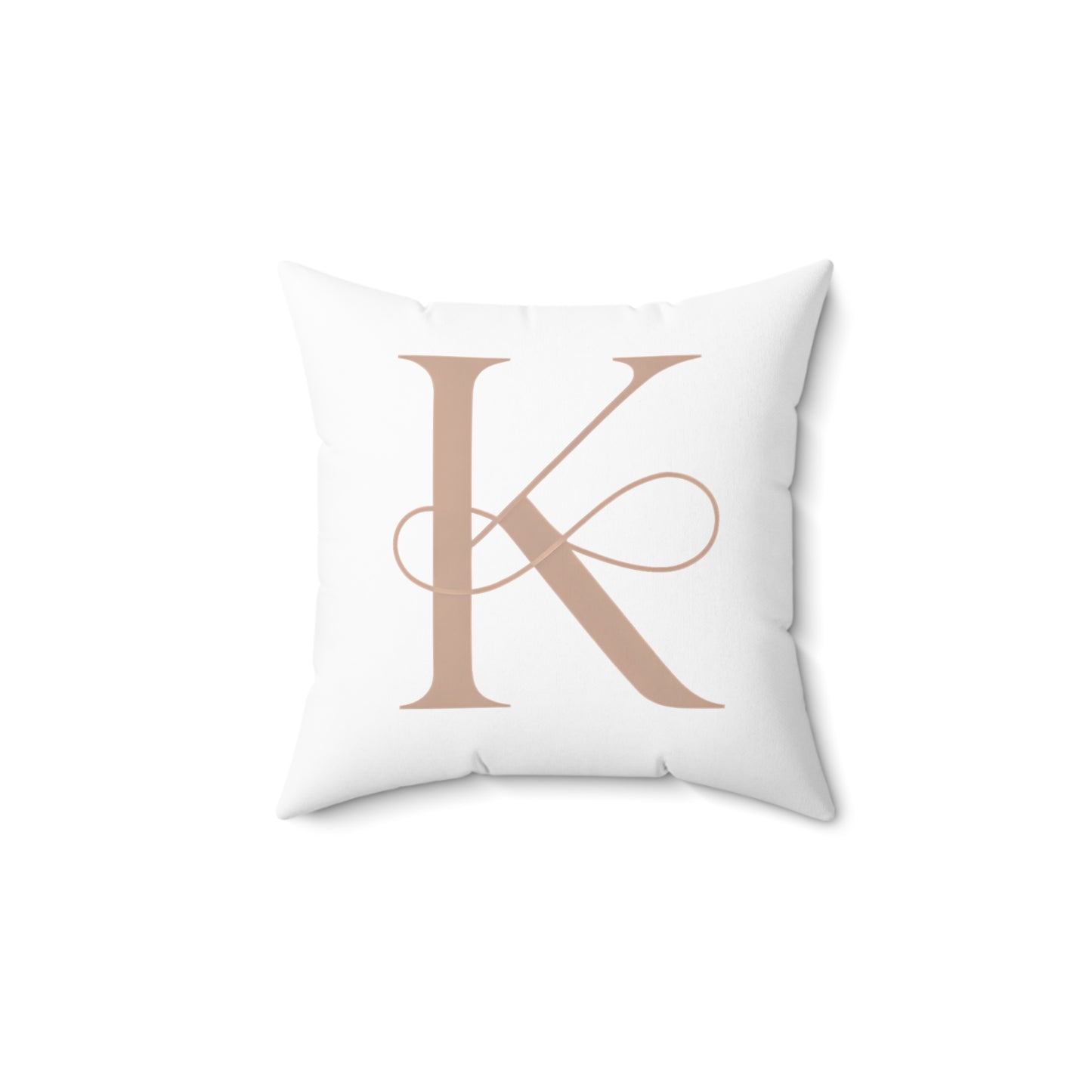 Monogram K Decorative Pillow — Elegant Rose Gold Initial Throw Pillow