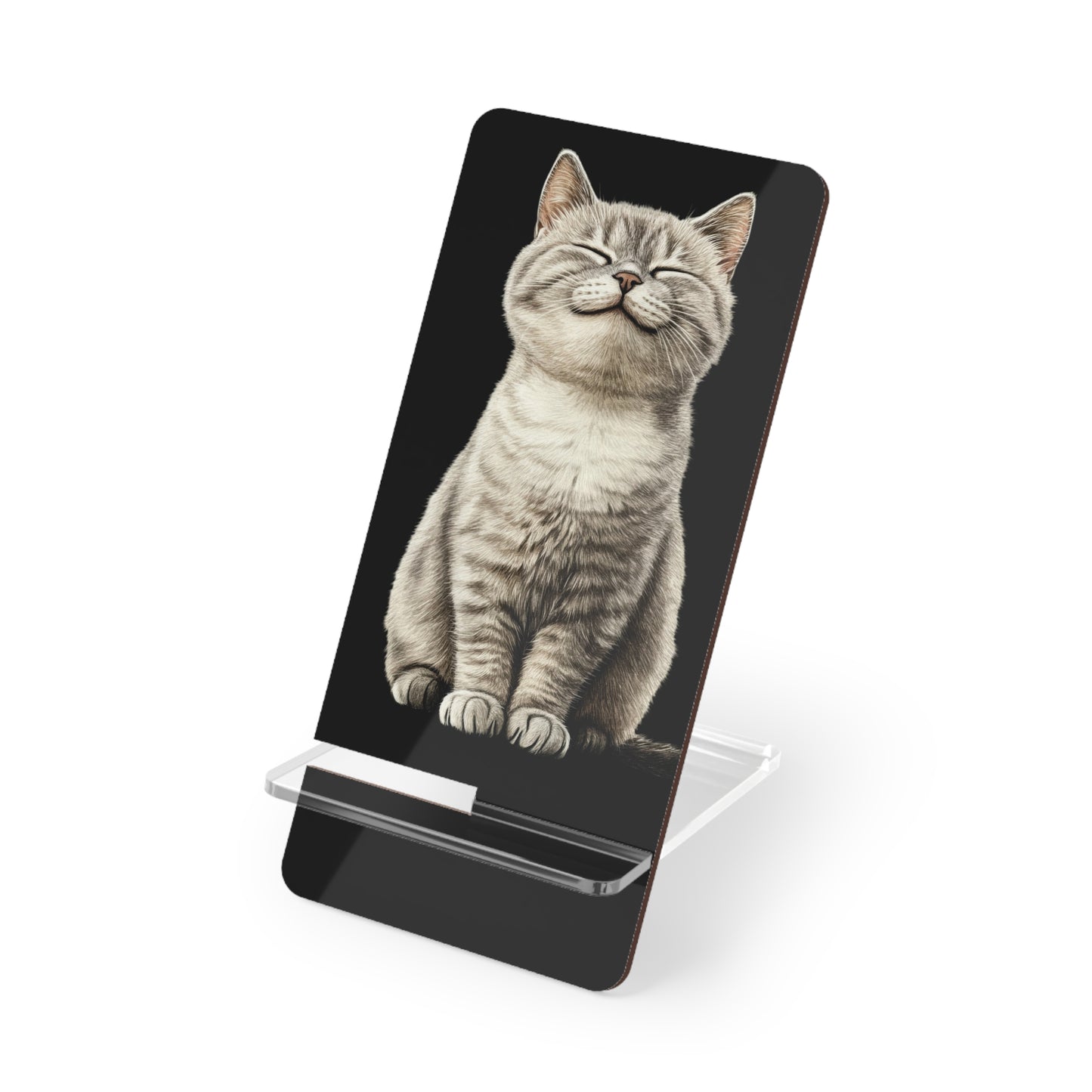 Cat Smiles Phone Stand — Cute Smartphone Display Stand with Smiling Kitten Design