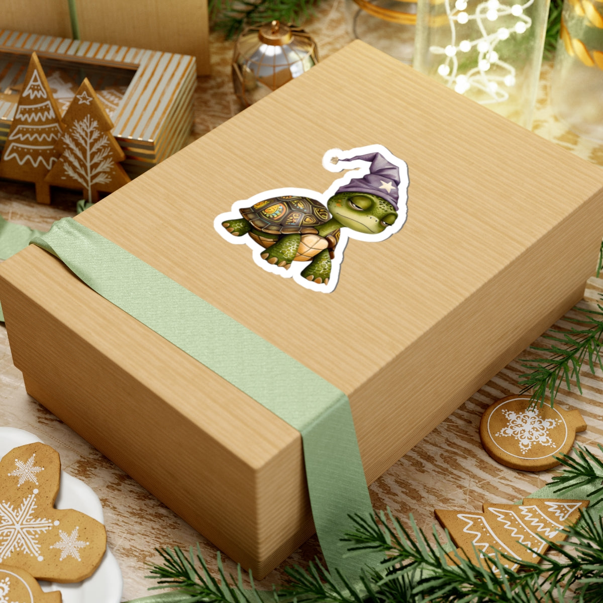 Lazy Wizard Turtle Sticker — Cute Kiss-Cut Laptop Decal