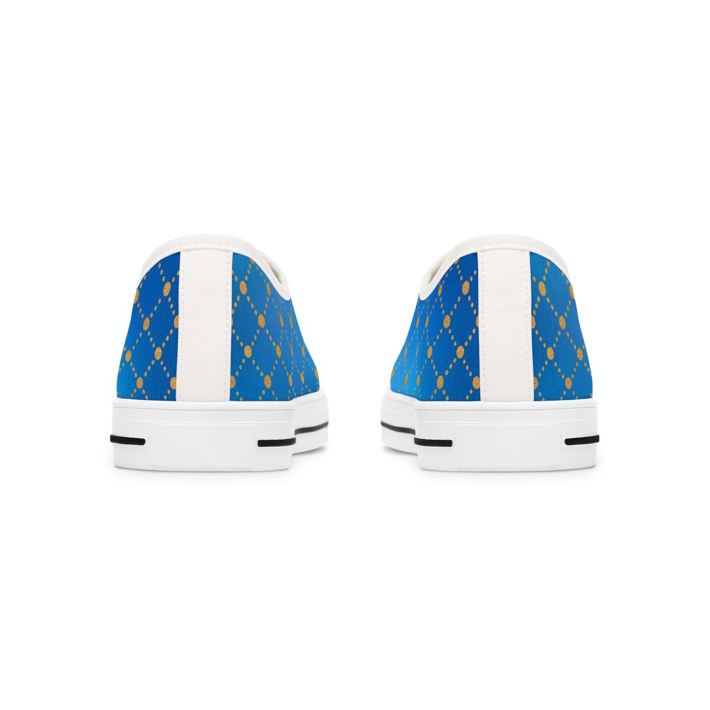 Blue Gold Lattice Low Top Sneakers