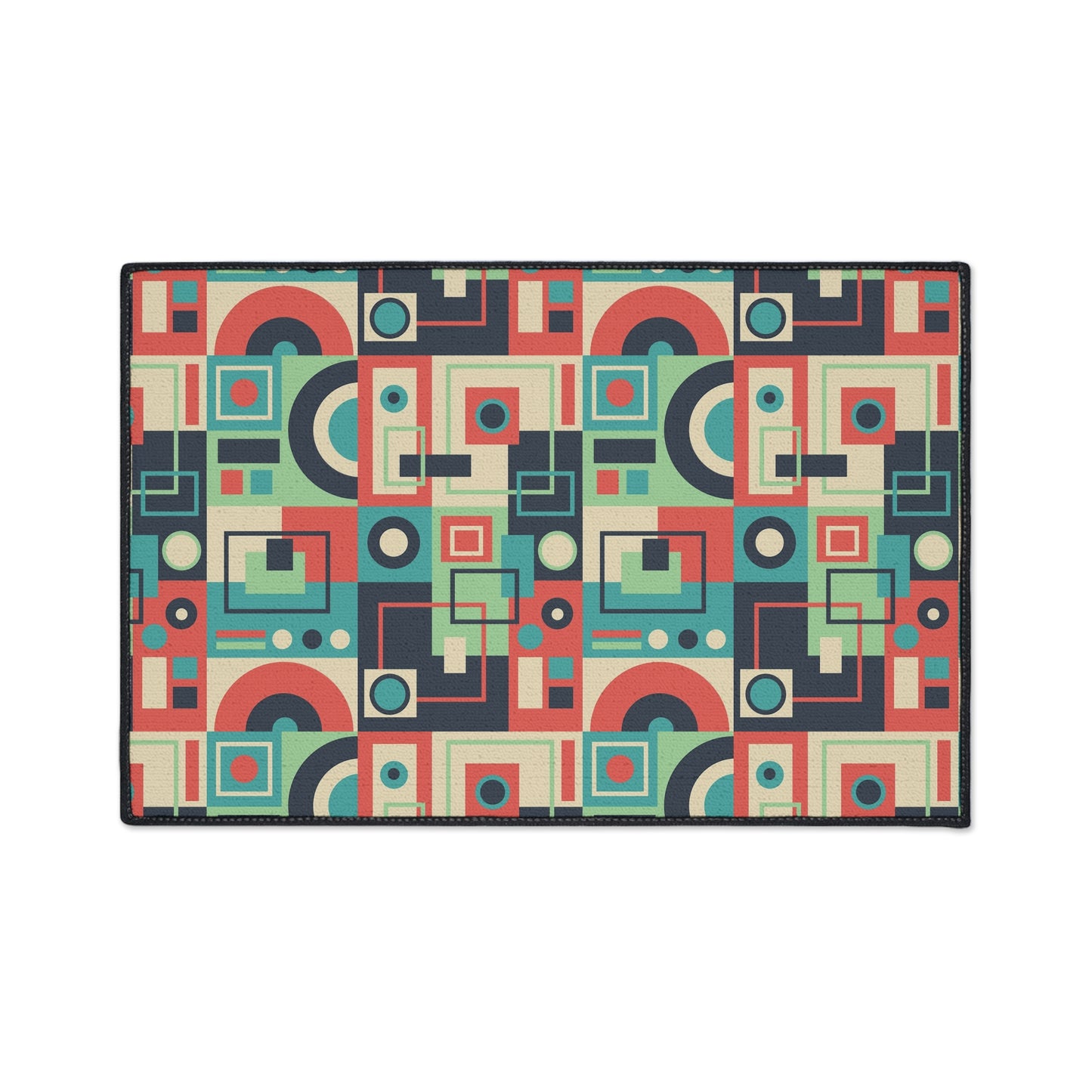 Retro Geometric Heavy Duty Floor Mat — Mid-Century Modern Entryway Rug