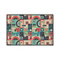 Retro Geometric Heavy Duty Floor Mat — Mid-Century Modern Entryway Rug