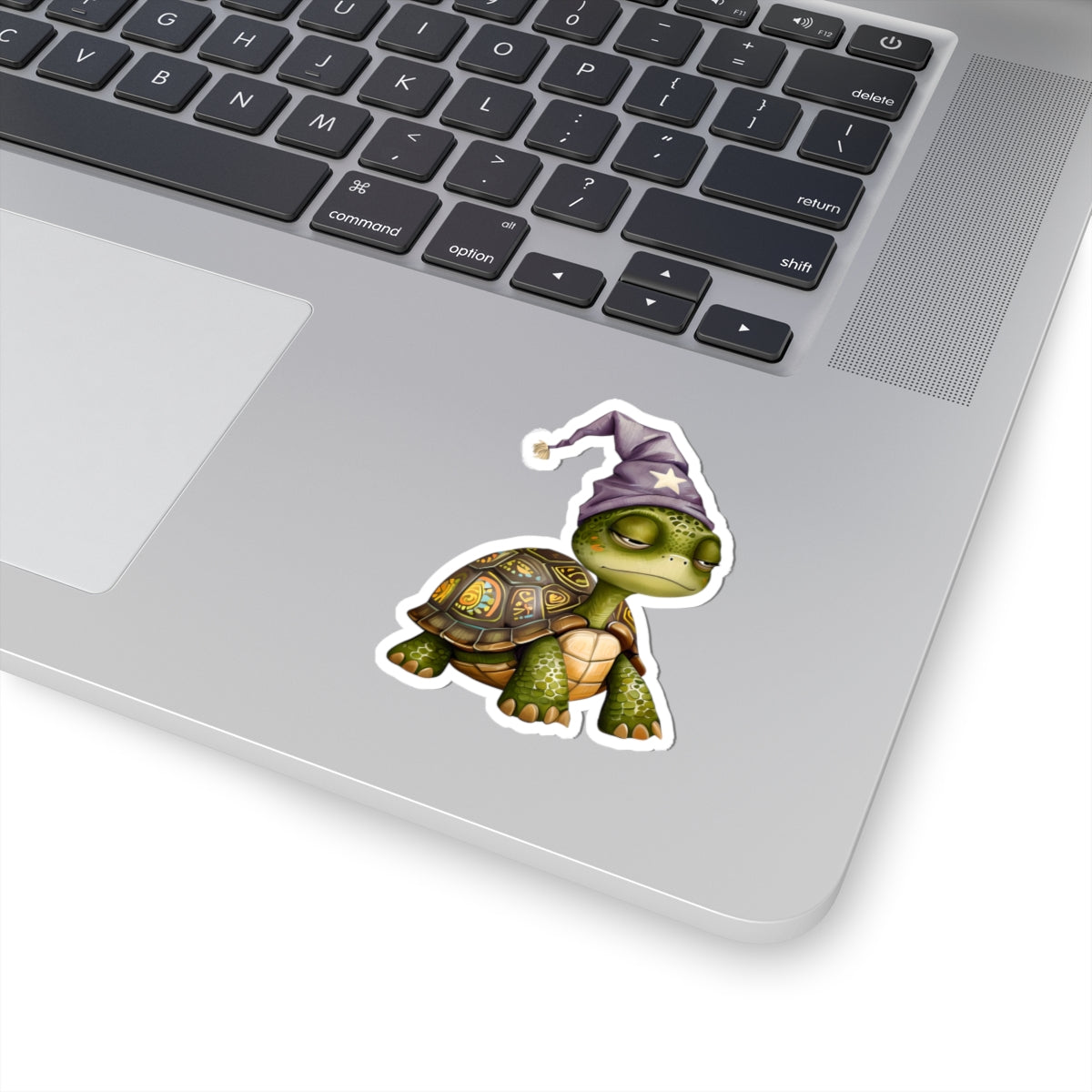 Lazy Wizard Turtle Sticker — Cute Kiss-Cut Laptop Decal
