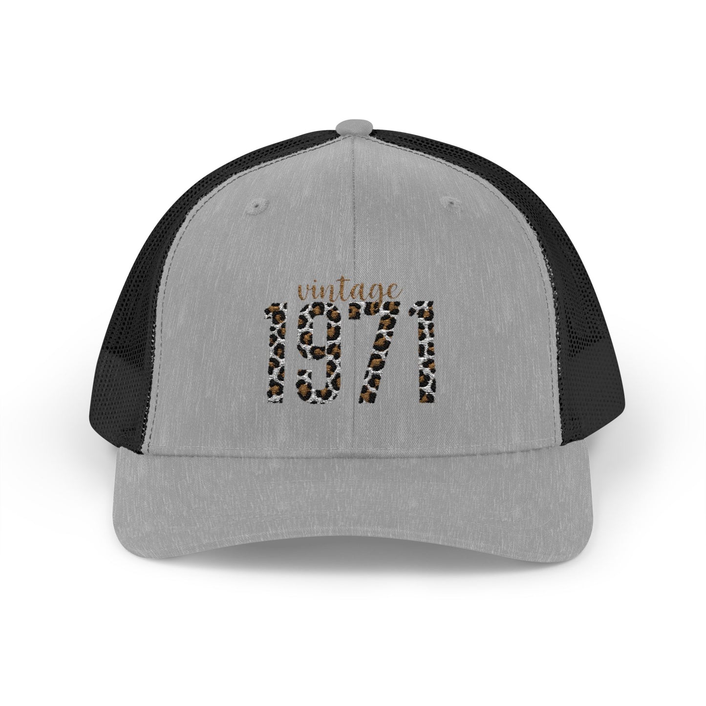 1971 Leopard Print Snapback Trucker Cap — Vintage Born in 1971 Birthday Gift