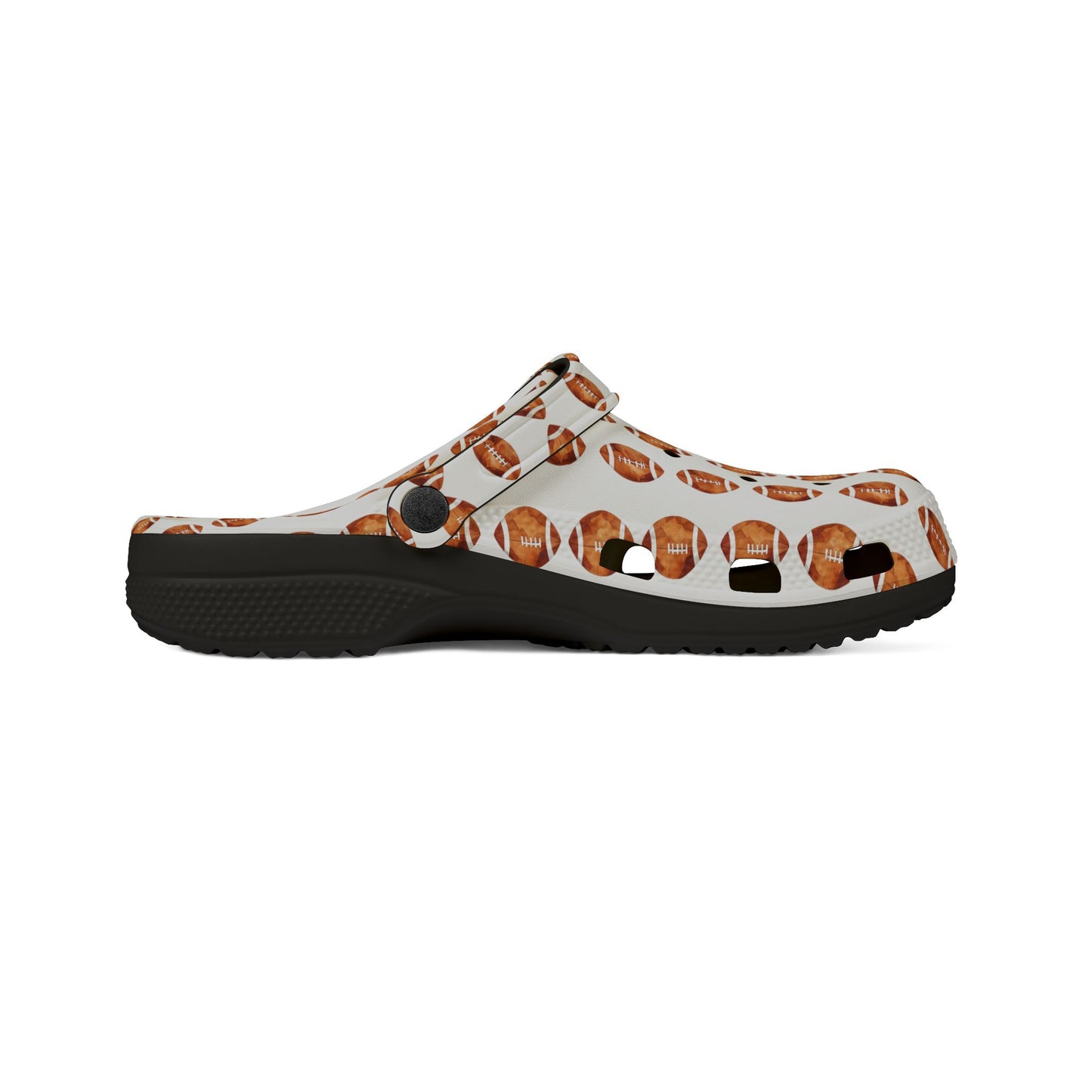 Printed EVA Foam Clogs — All-Over Football Design
