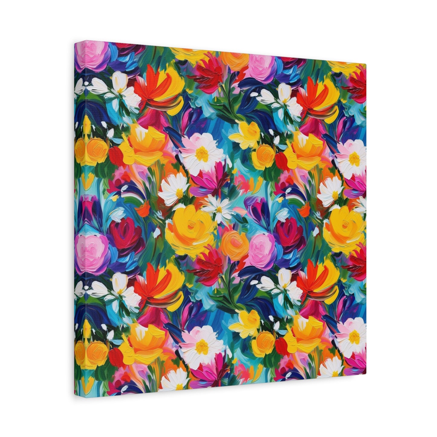 Vibrant Floral Matte Canvas Wall Art — Colorful Garden Print, Stretched 1.25"