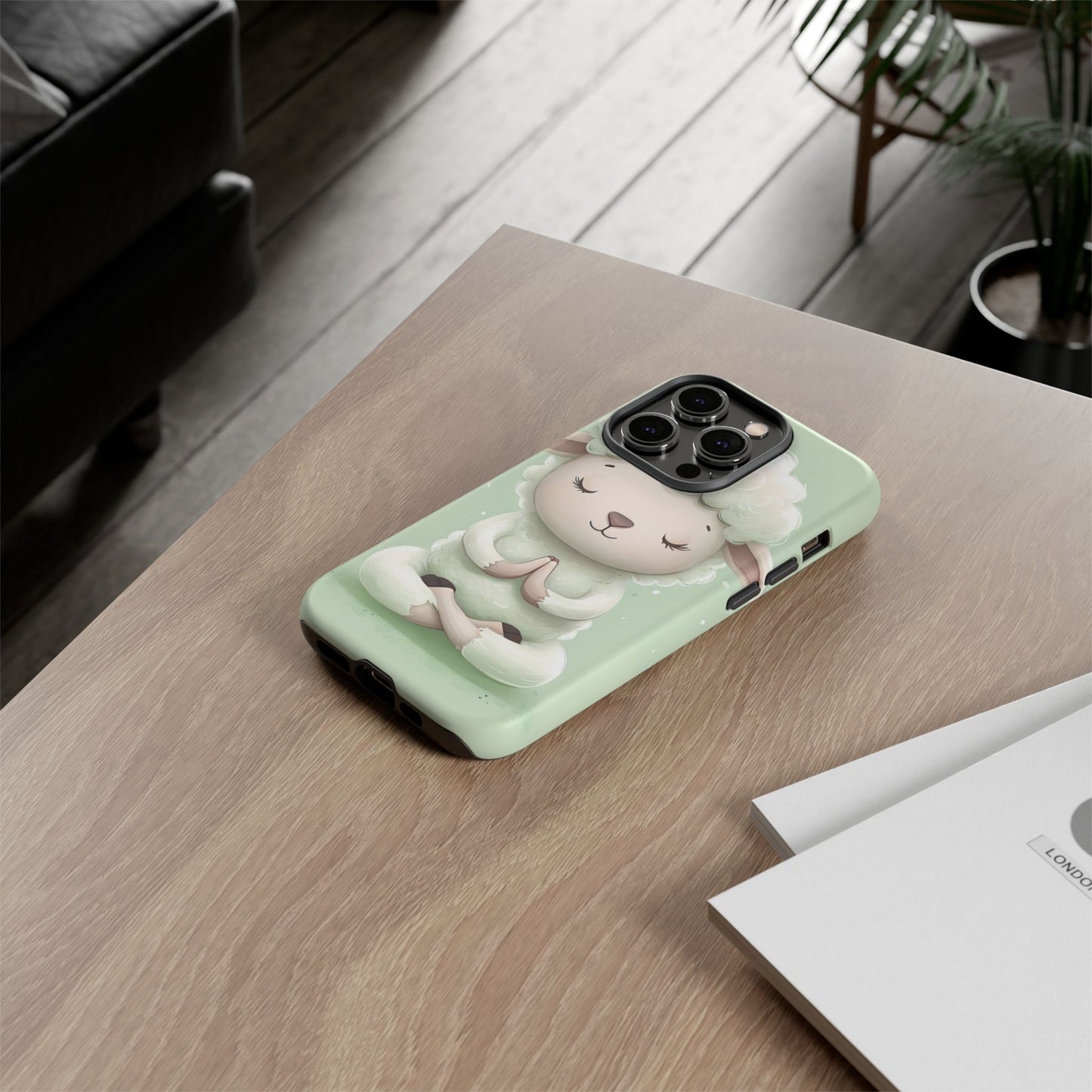 Meditating Lamb Phone Case — Cute Pastel Protective iPhone Cover