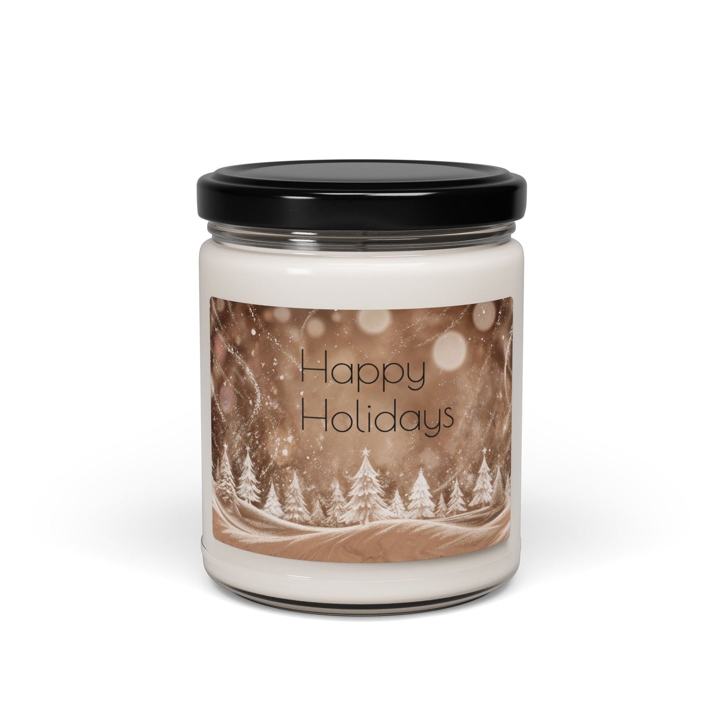 Holiday Soy Candle 9oz — "Happy Holidays" Winter Pine Scented Jar