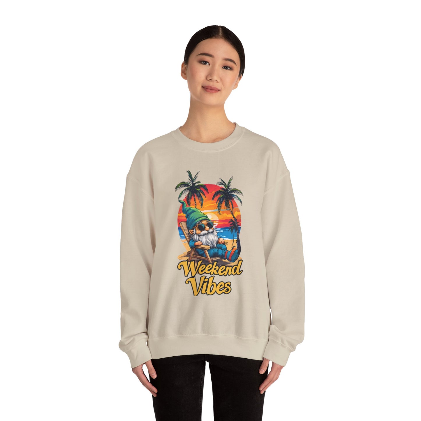Crewneck — "Weekend Vibes" Tropical Gnome Sweatshirt