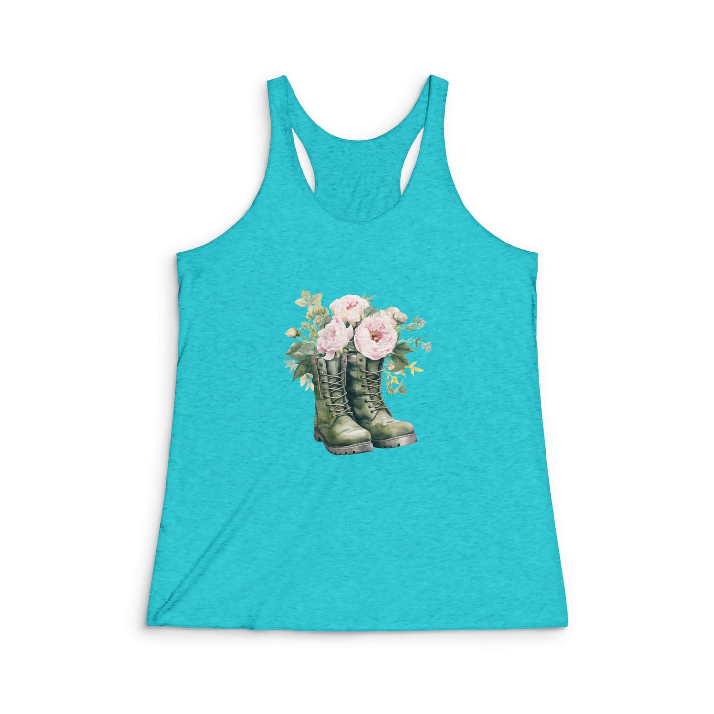 Floral Combat Boots Tank — Women's Garden Boots Racerback Tank Top