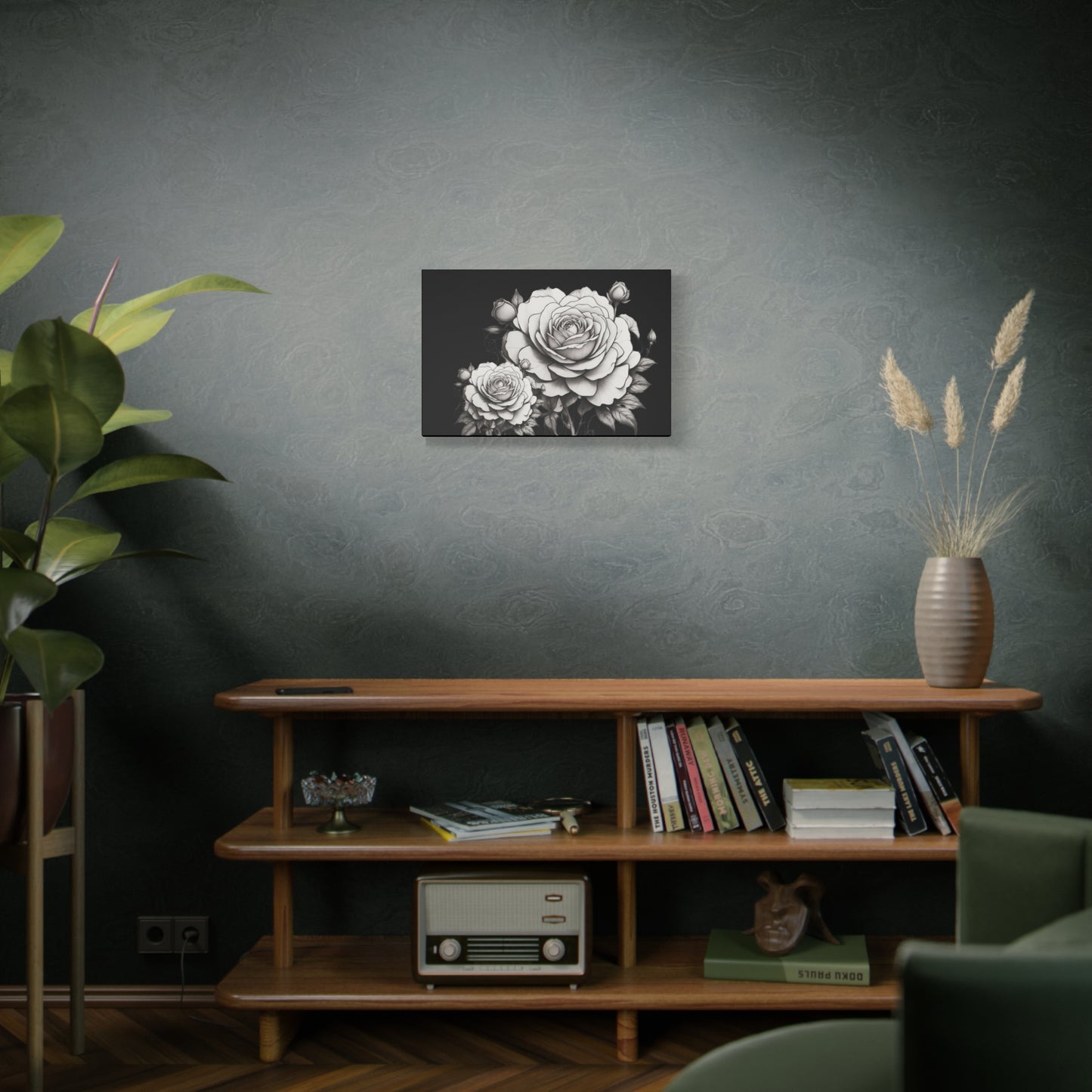 Monochrome Rose Canvas Print — Black & White Floral Wall Art