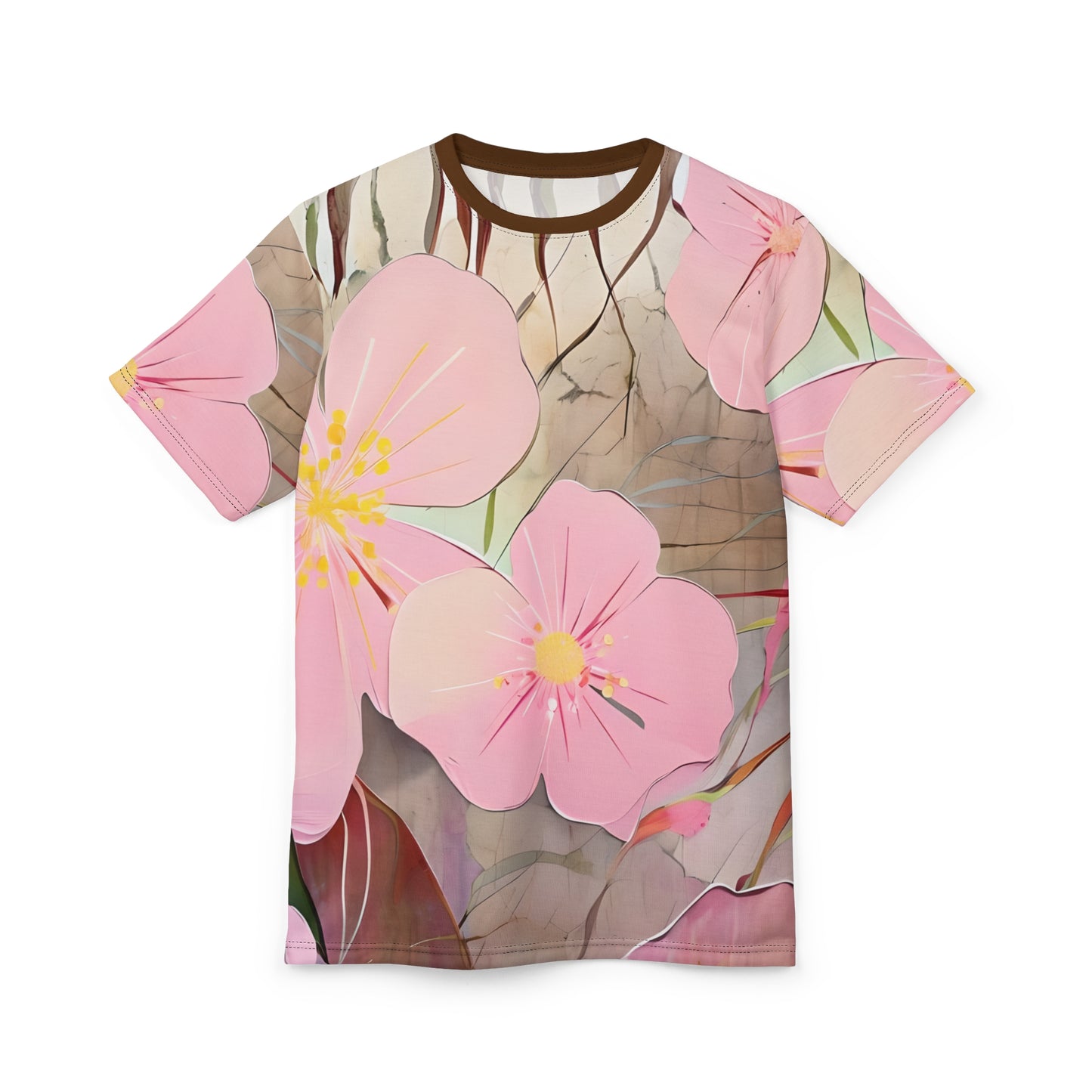 Floral Unisex Cut & Sew Tee  Soft Pink Blossom Design