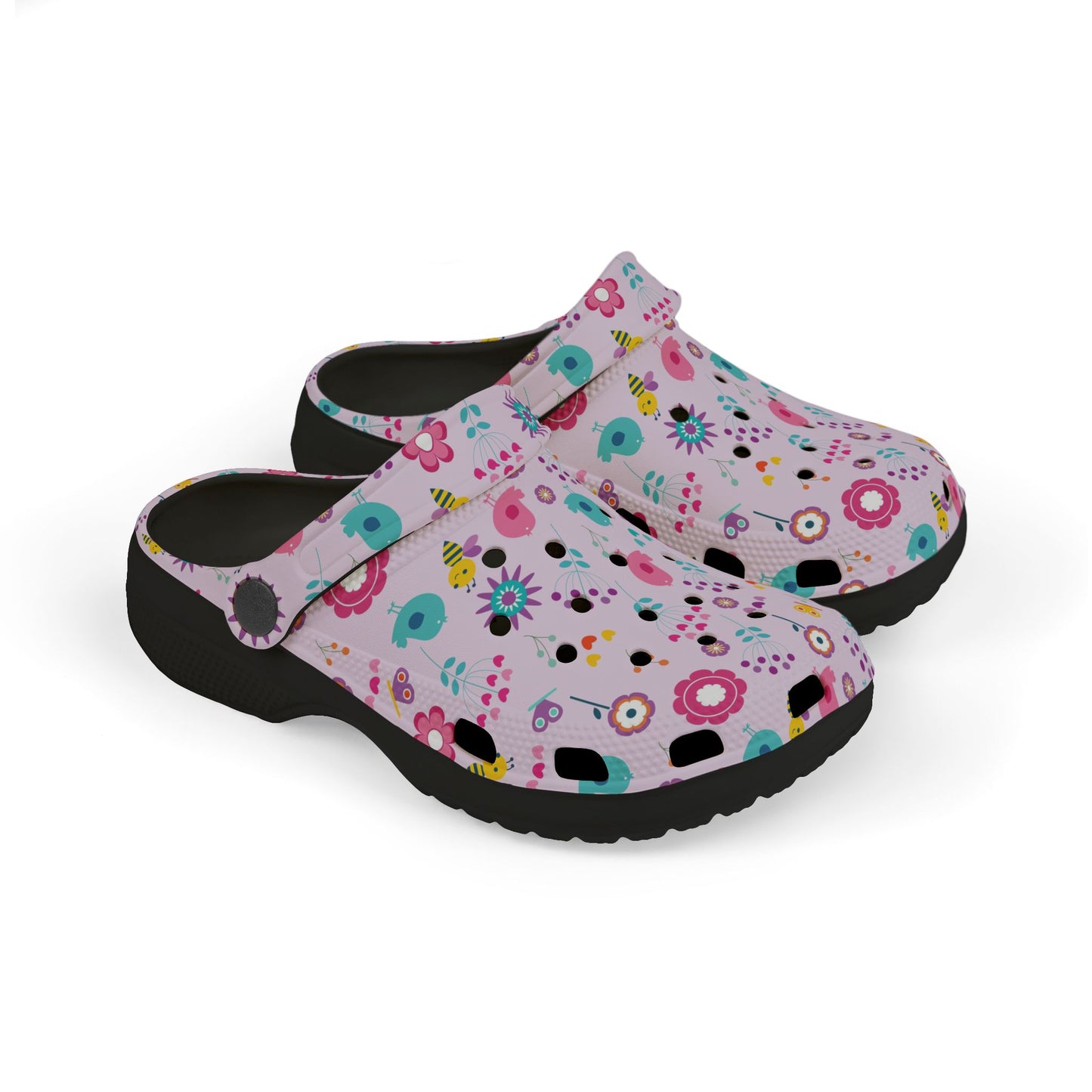 Kids Floral Clogs — Pink EVA Foam Garden Slip-Ons