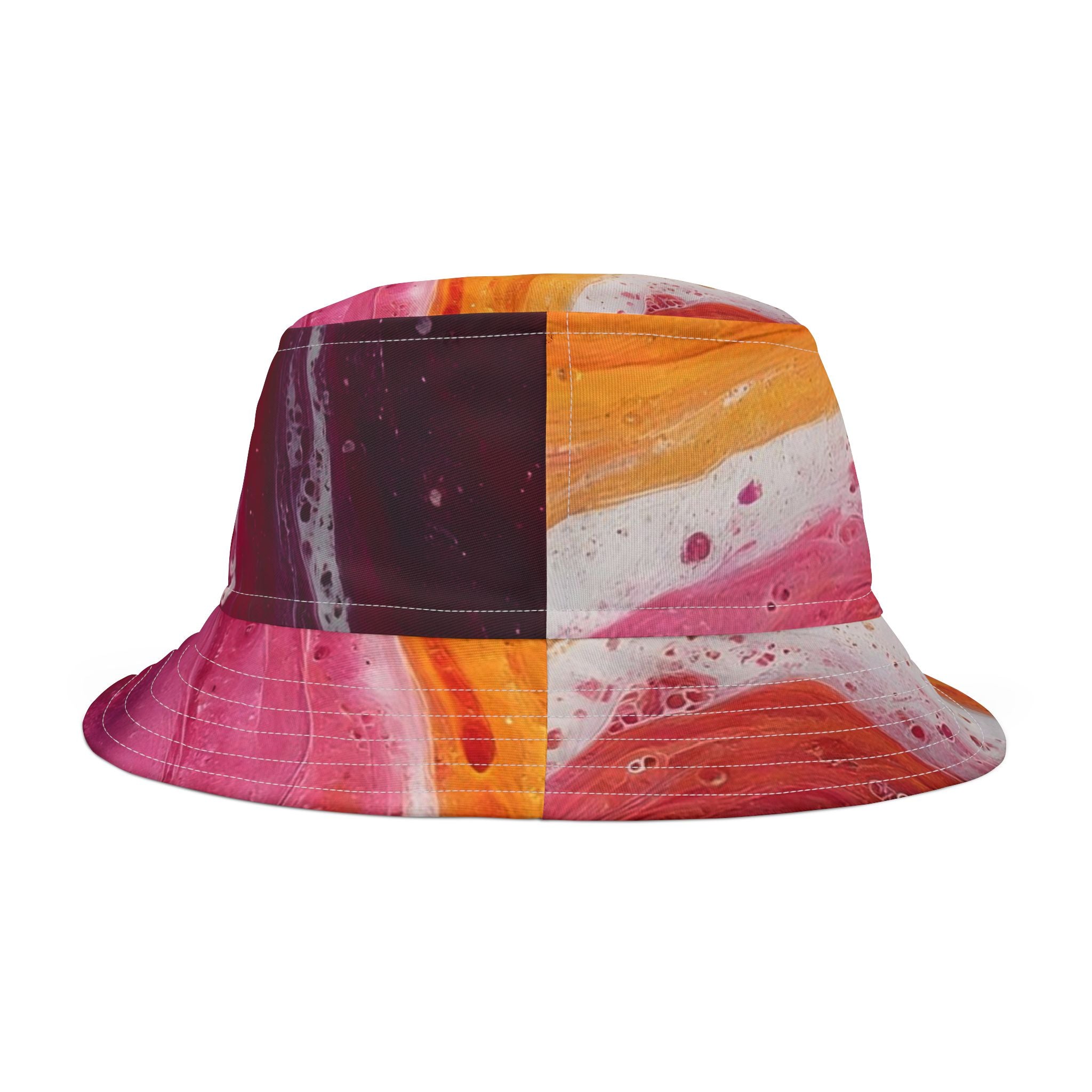 Abstract Sunset Swirl Bucket Hat — Colorful Art AOP Summer Hat