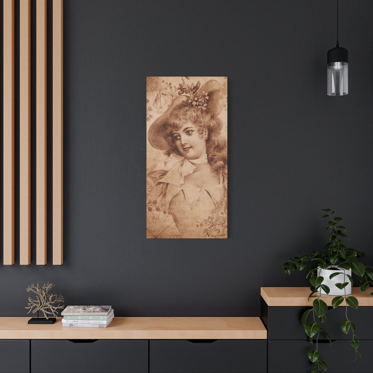 Vintage Sepia Portrait Canvas — Romantic Victorian Lady Matte Wall Art