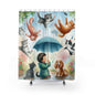 Shower Curtain — Whimsical Kids Rainy Day Cats Shower Curtain (Boy with Umbrella)