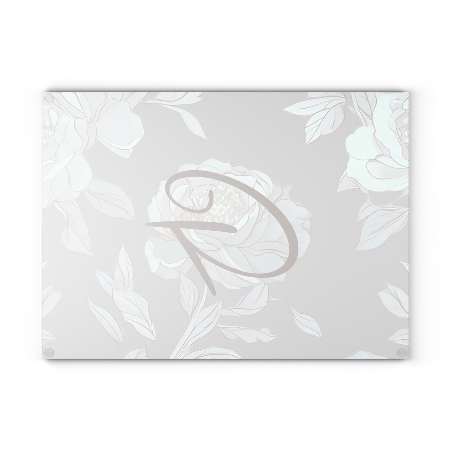 Personalized Floral Glass Cutting Board Letter G