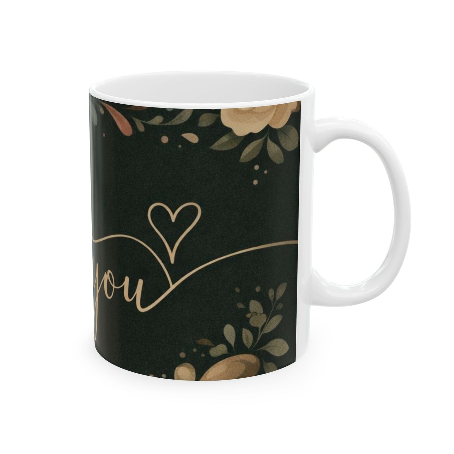 Thank You Floral Ceramic Mug — Elegant Script Gift Mug (11oz & 15oz)