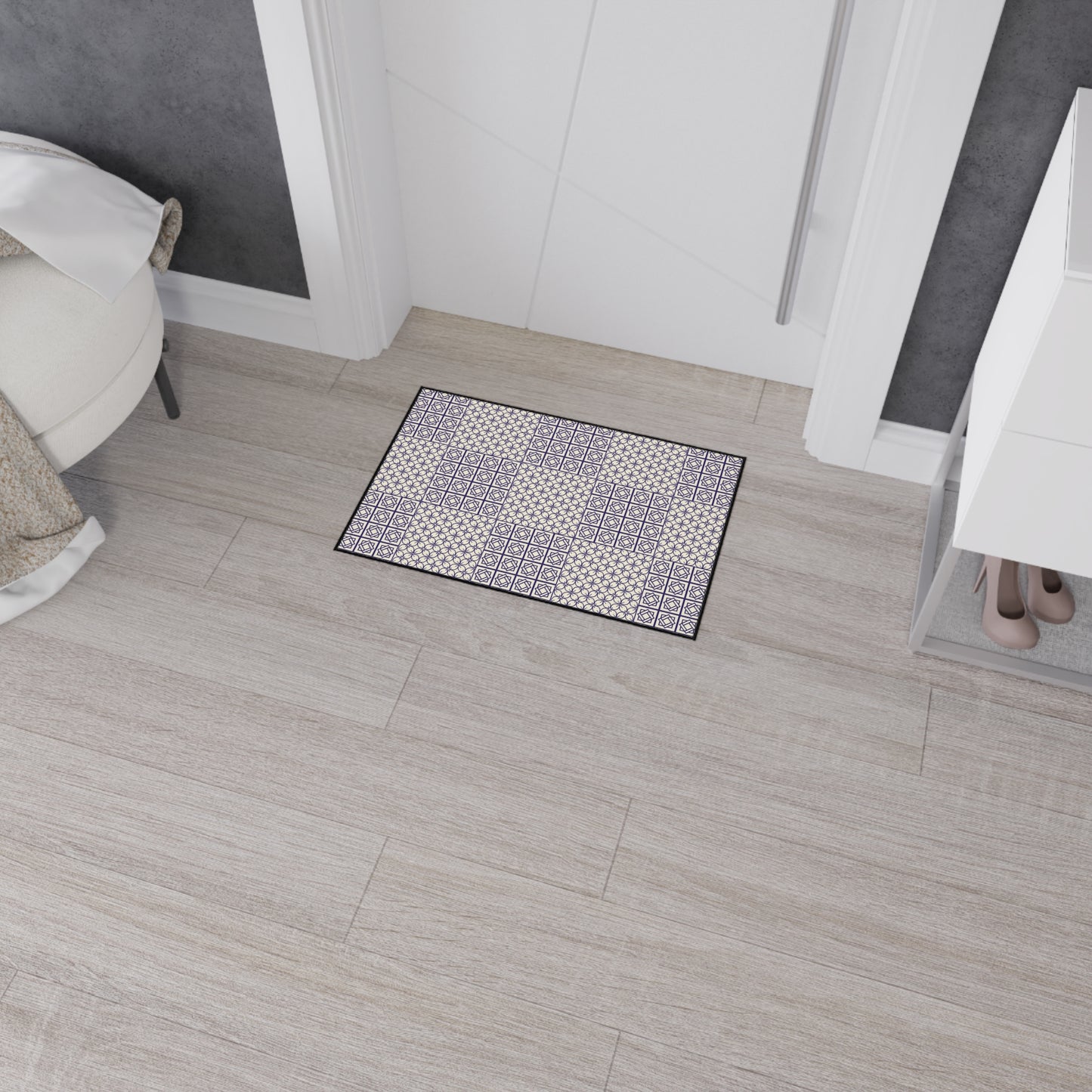 Geometric Patchwork Heavy-Duty Floor Mat — Non-Slip Entry Rug