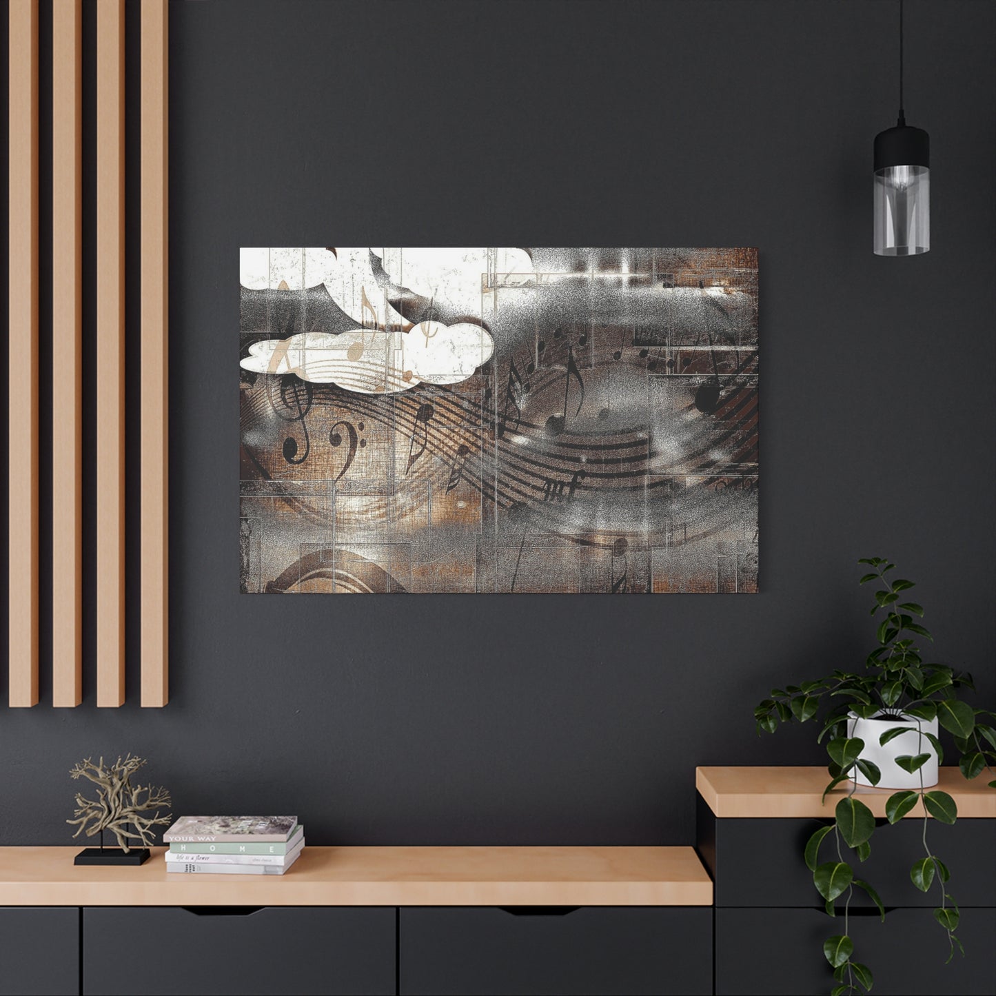 Abstract Musical Notes Matte Stretched Canvas Art (1.25")