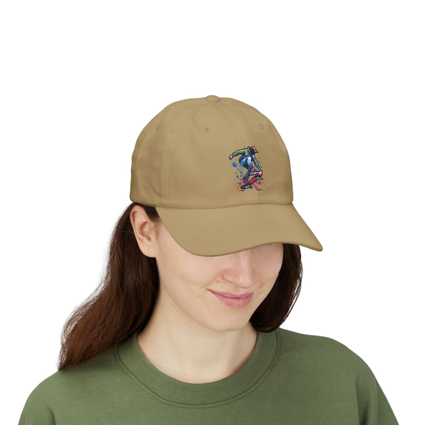 Skateboarder Art Dad Cap - Classic White Baseball Hat for Skate Enthusiasts