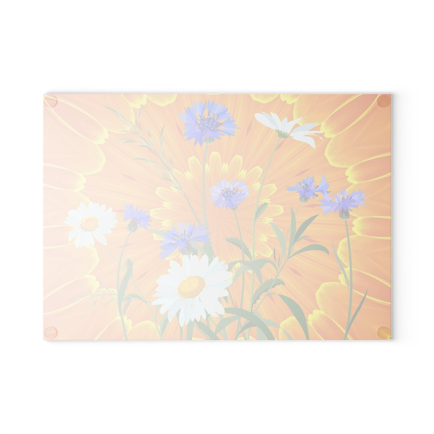 Glass Cutting Board — Bright Sunflower & Wildflower Kitchen Cutting Board