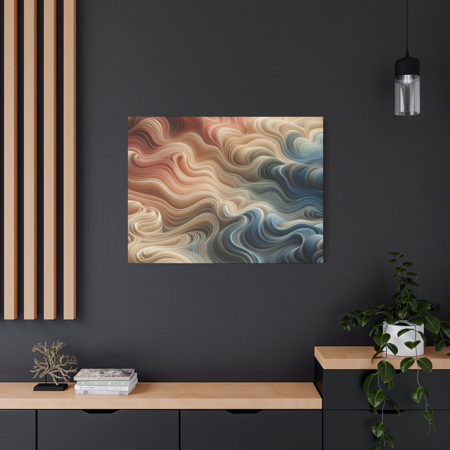 Abstract Swirl Matte Canvas Wall Art — Fluid Earth Tones, Stretched 1.25"