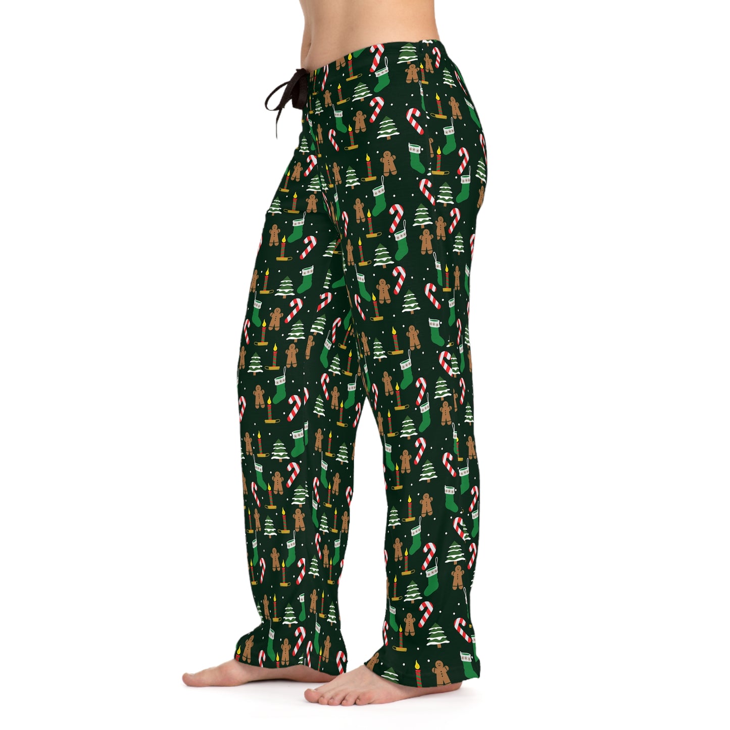 Christmas Gingerbread & Candy Cane Women’s Pajama Pants — Holiday Sleepwear