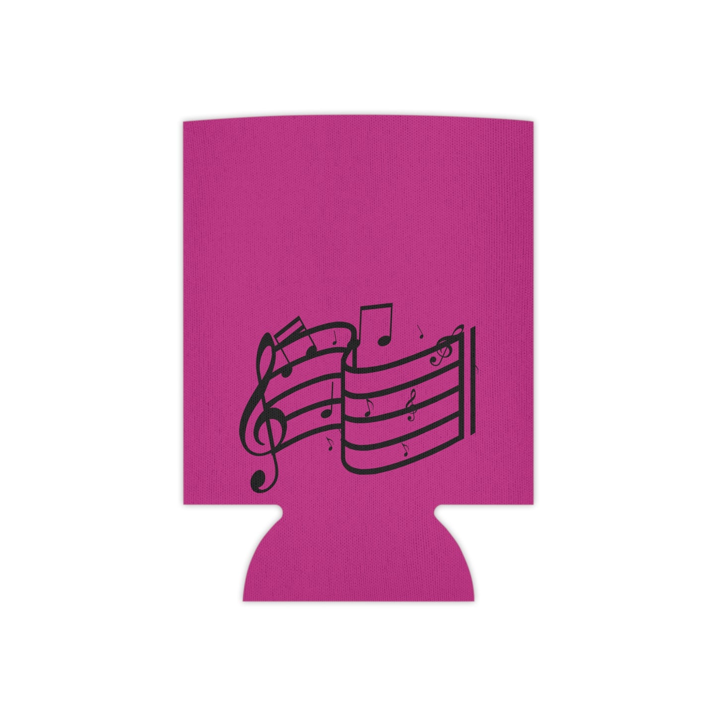 Musical Notes Can Cooler – Pink Neoprene Beverage Koozie for Music Lovers
