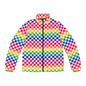 Vibrant Rainbow Men's Puffer Jacket, Colorful Winter Outerwear, Stylish Men's Jacket, Unisex Jacket, Perfect for All Occasions