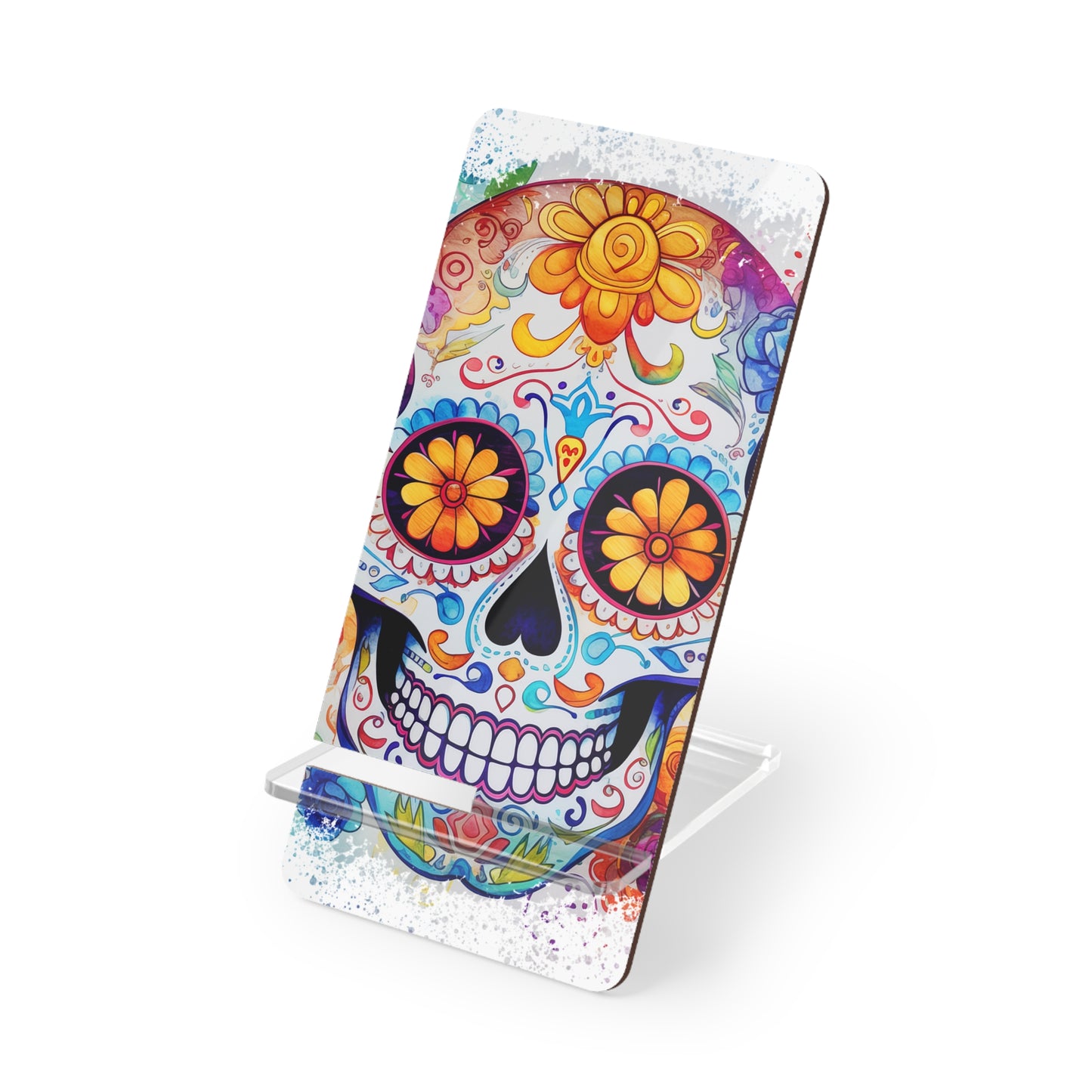 Sugar Skull Smartphone Stand — Colorful Day of the Dead Mobile Display Stand