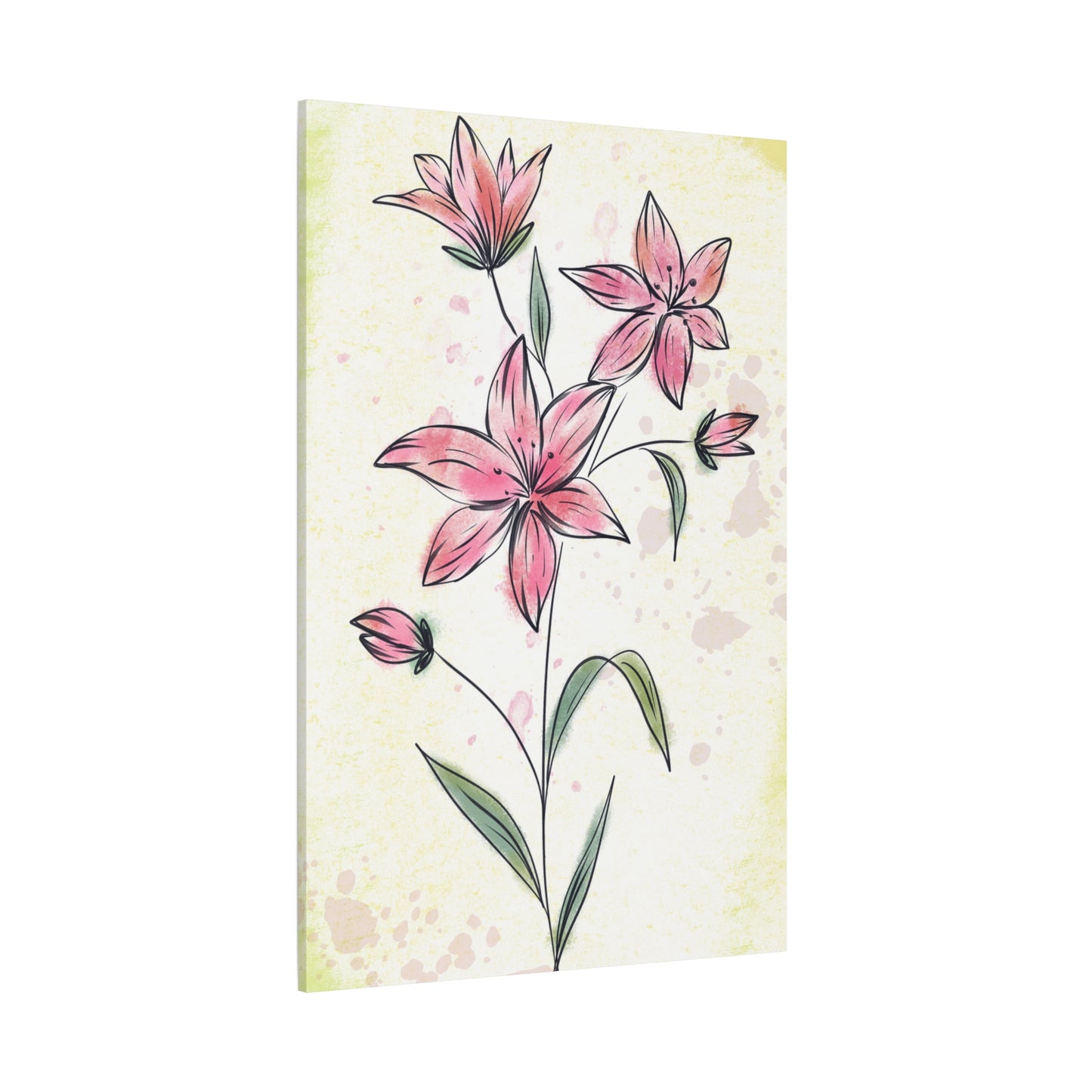 Matte Canvas, Stretched, 1.25" Tulips Pink Flowers